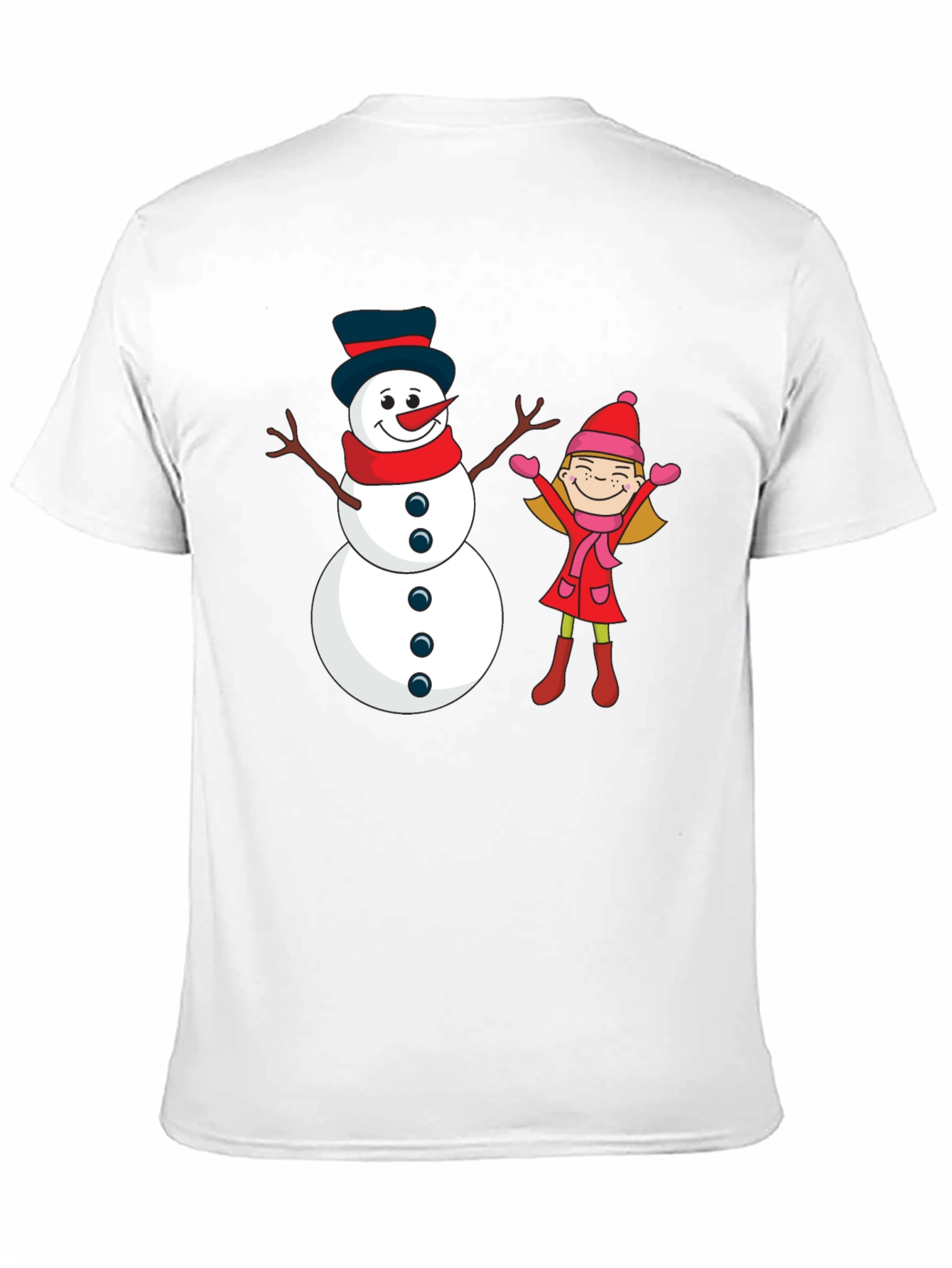 Black Festive Snowman & Girl Graphic Tee - Black view 11