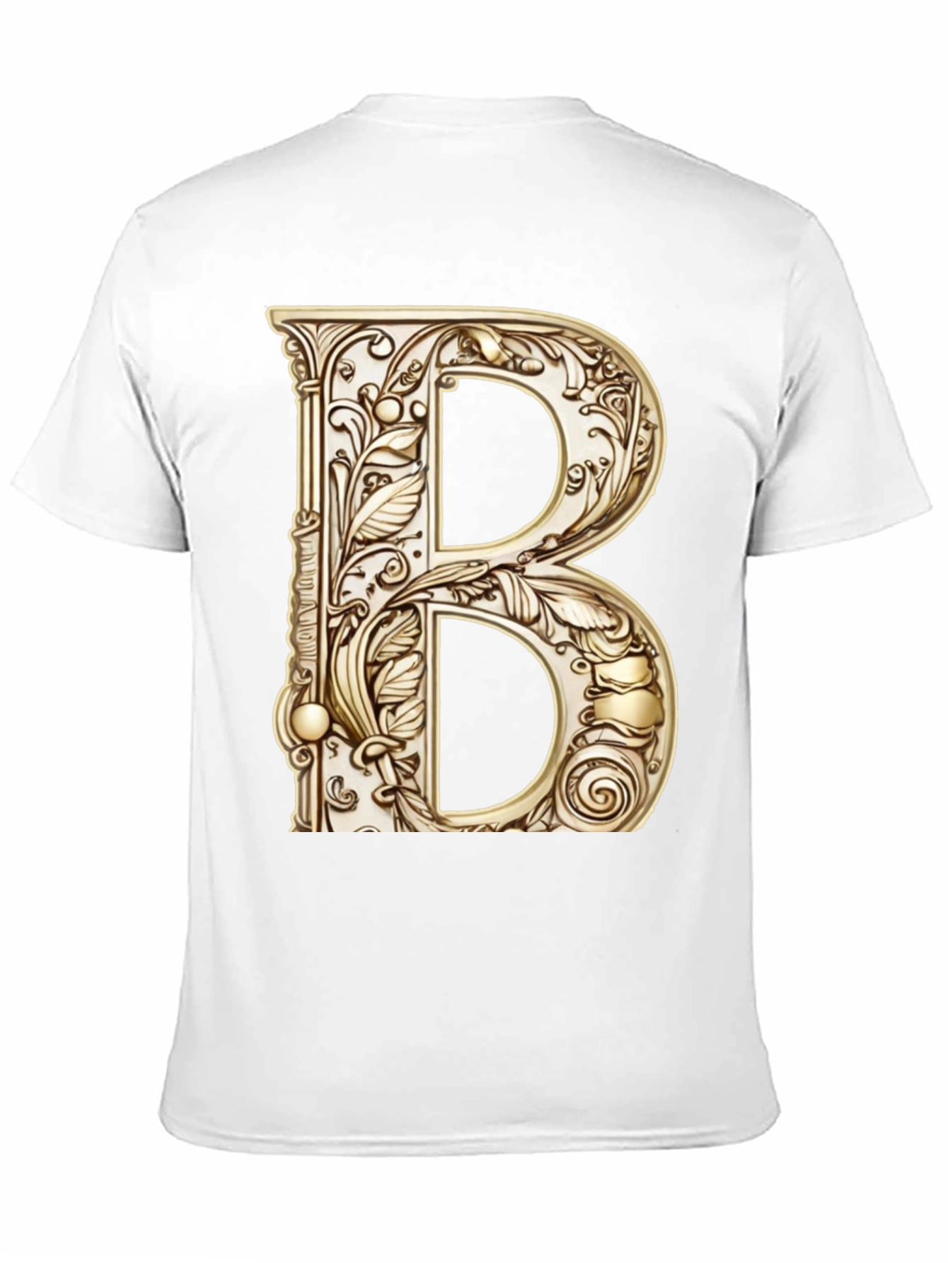 Black Ornate Initial B Graphic Tee - Black Cotton Blend view 11