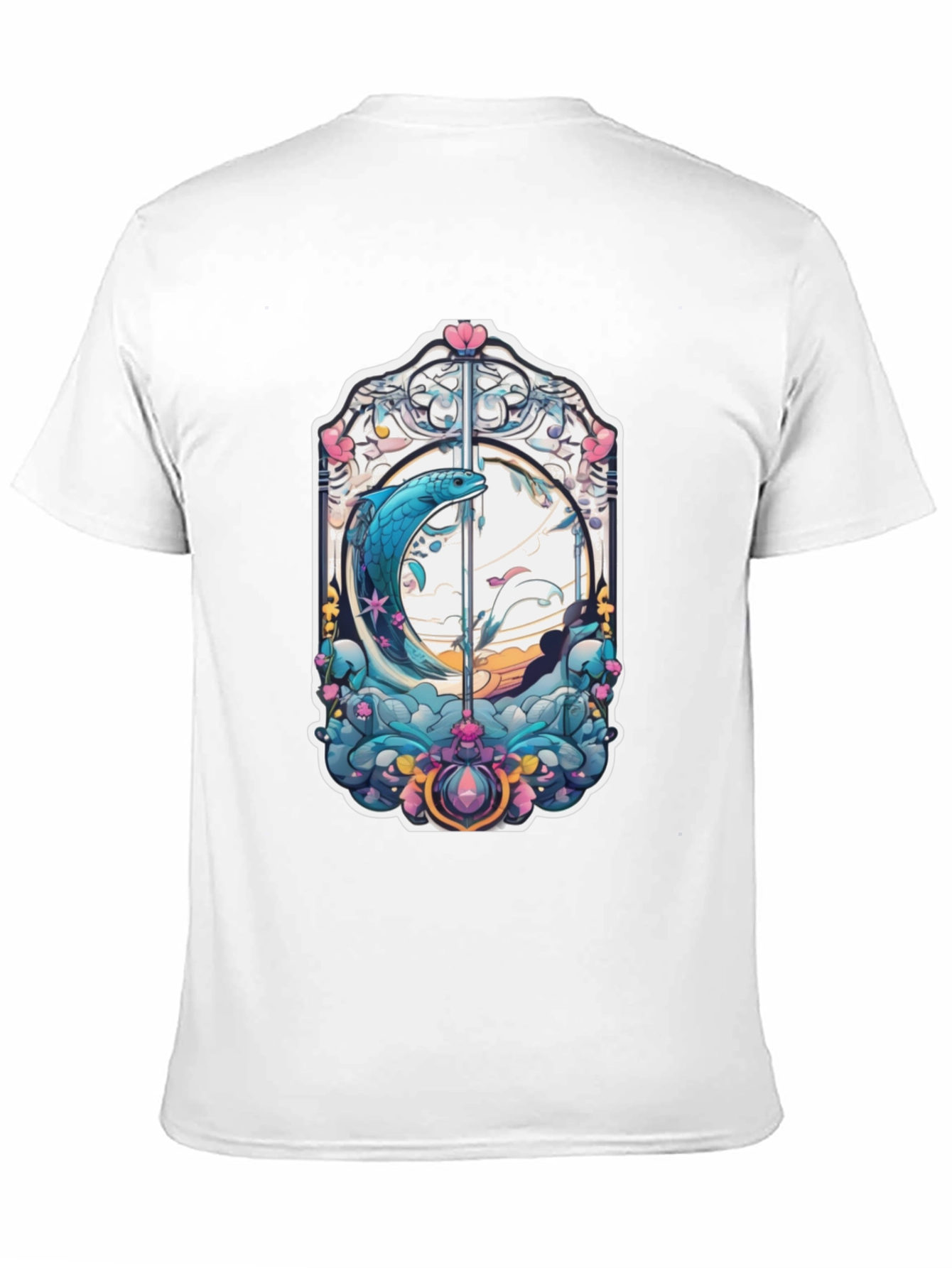 Black Artistic Fish Graphic Black T-Shirt view 11