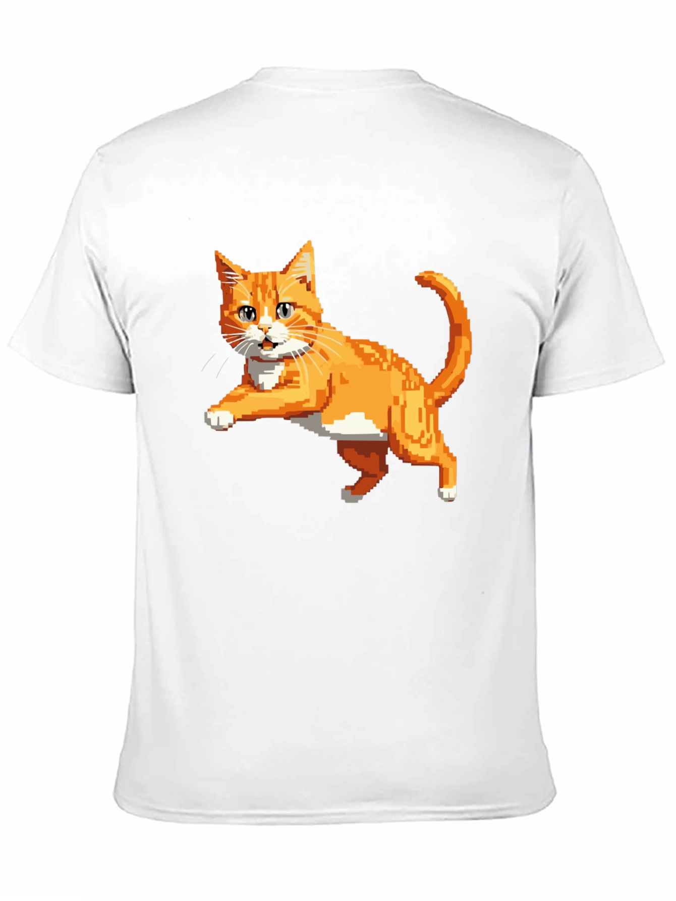 Black Pixelated Orange Cat T-Shirt - Cool Retro Design view 11