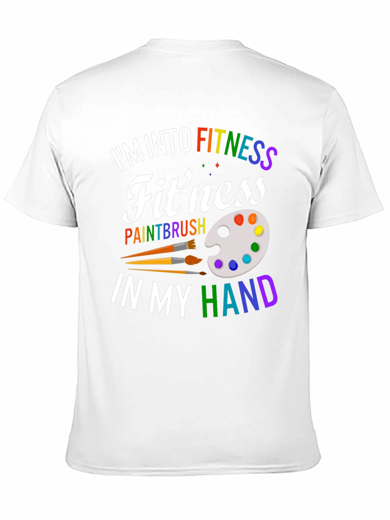 Black Fitness Paintbrush T-Shirt - Colorful Design view 11