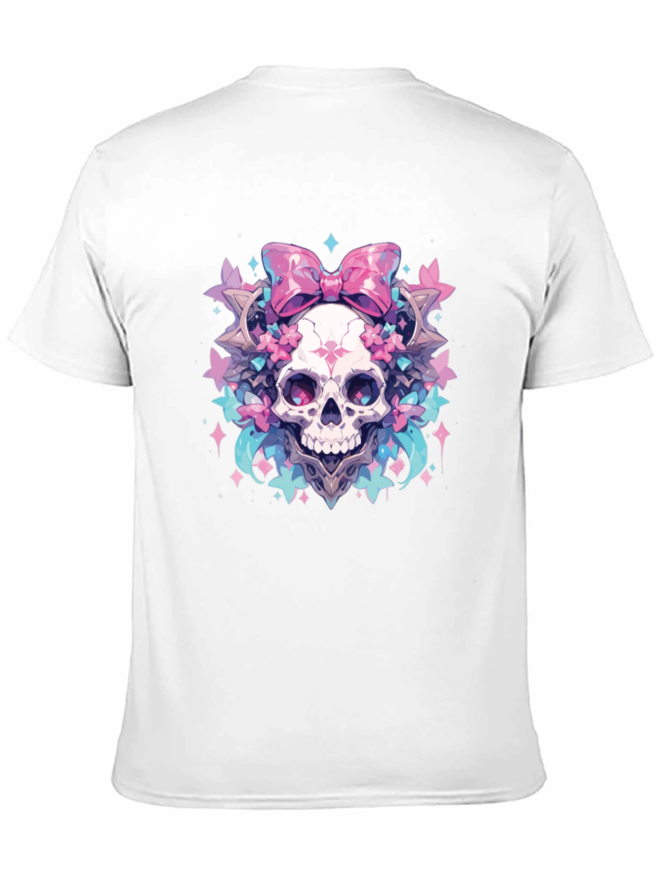 Black Skull Bow T-Shirt - Pastel Goth Aesthetic view 11