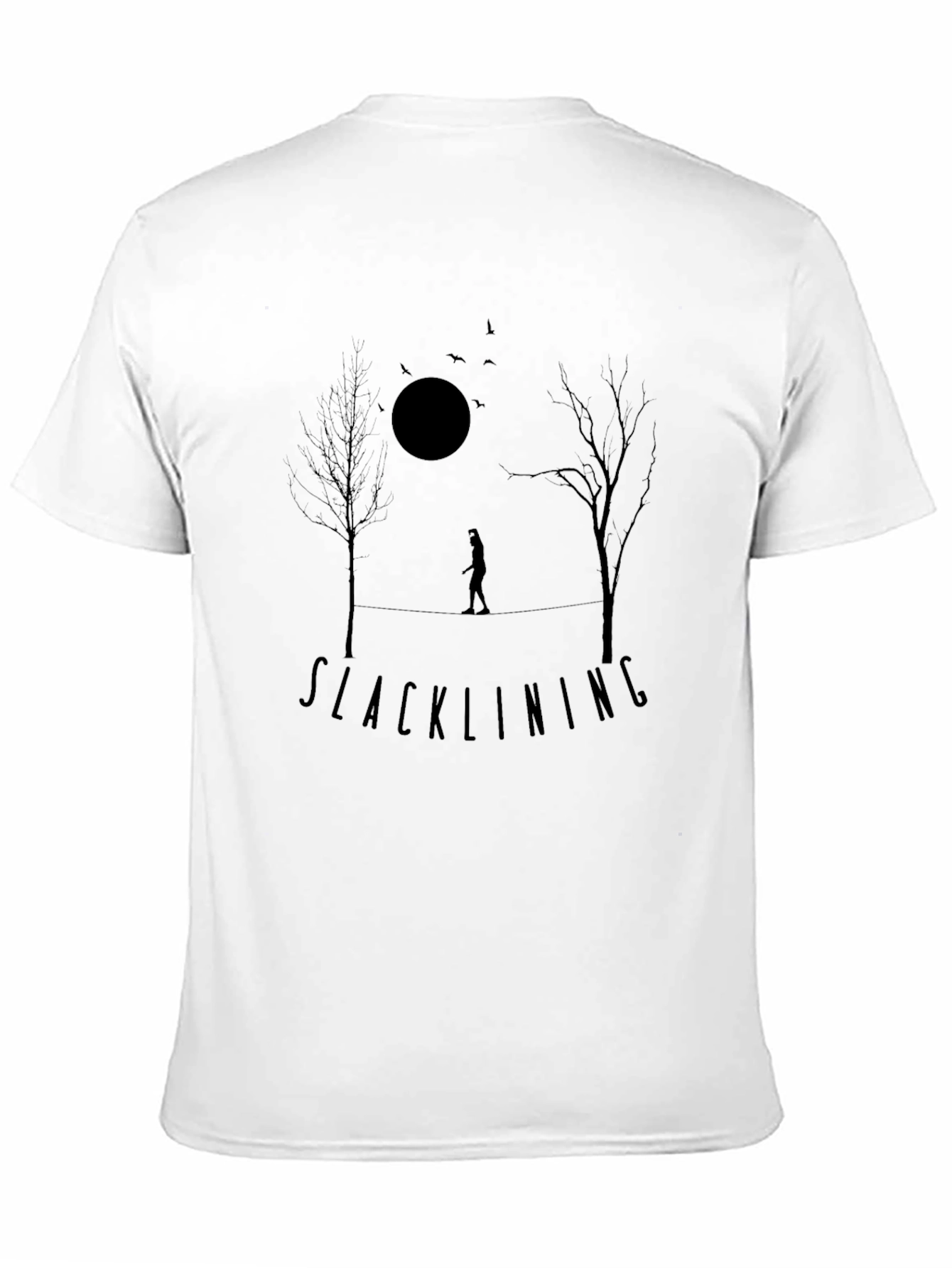 Black Slacklining T-Shirt - Nature Silhouette Design view 11
