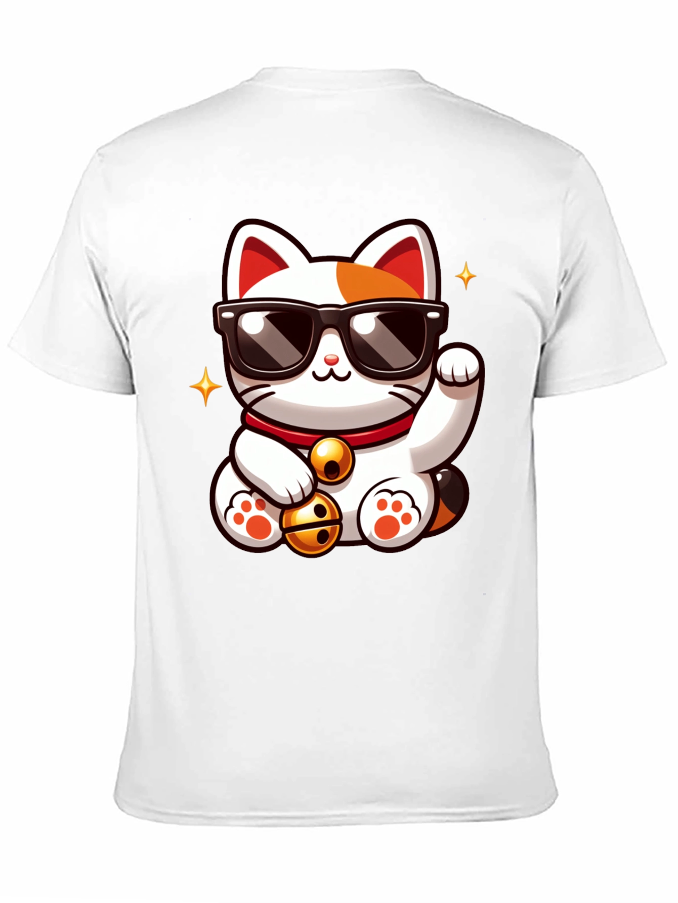 Black Lucky Cat T-Shirt - Cool Cartoon Design view 11