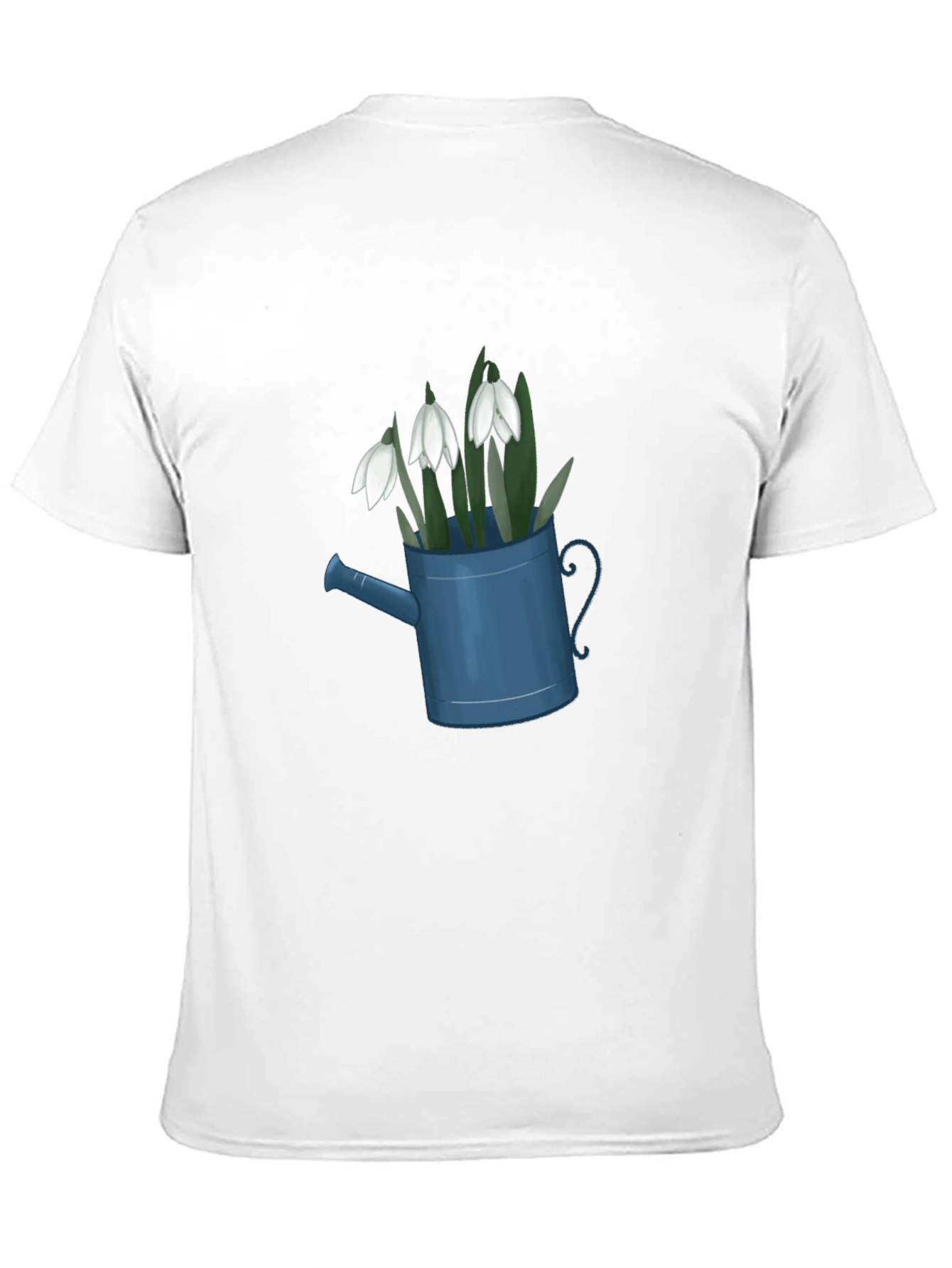 Black Snowdrop Flowers in Watering Can Black T-Shirt view 11