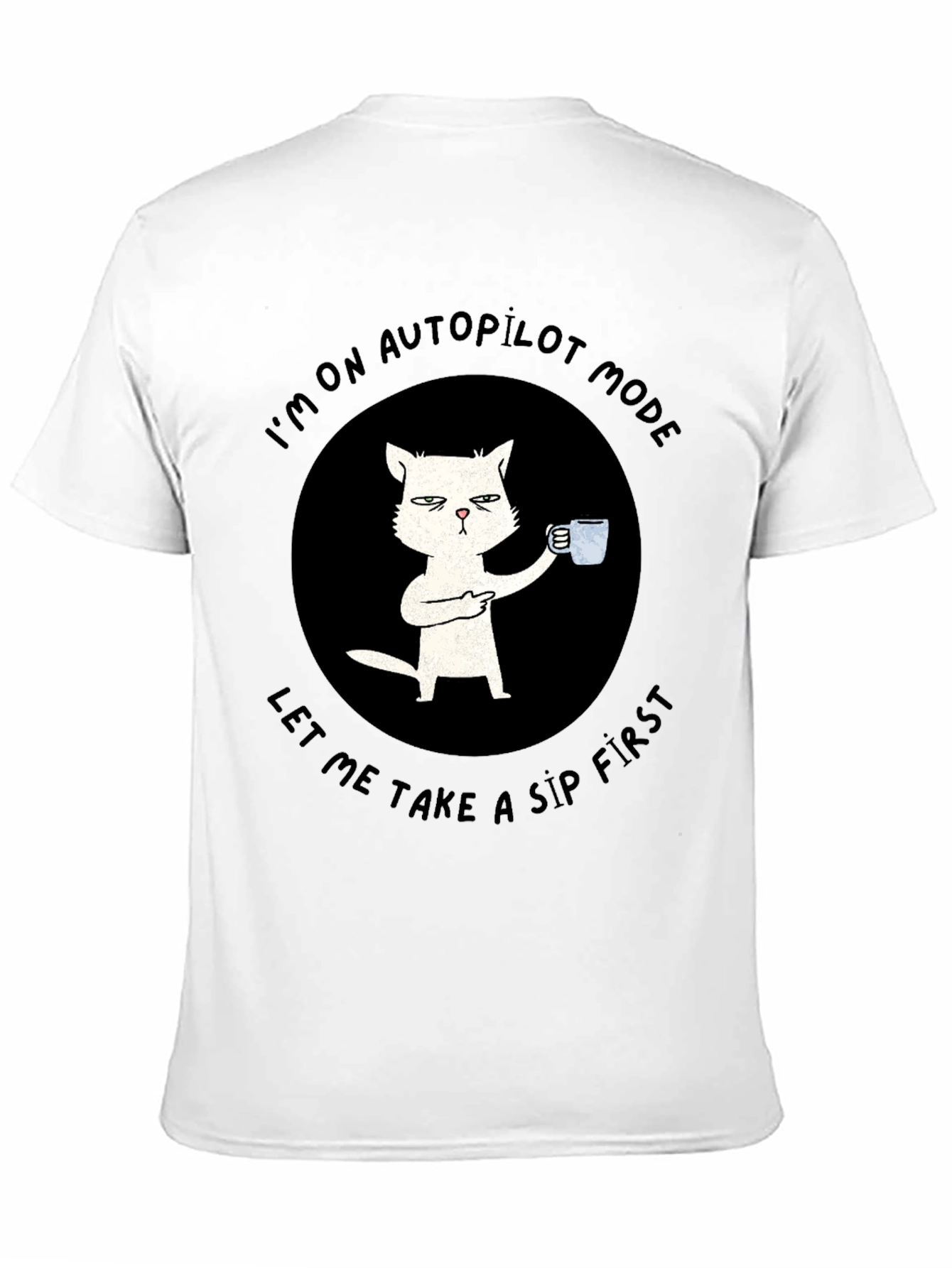 Black Autopilot Cat Coffee T-Shirt - Funny Novelty Tee view 11
