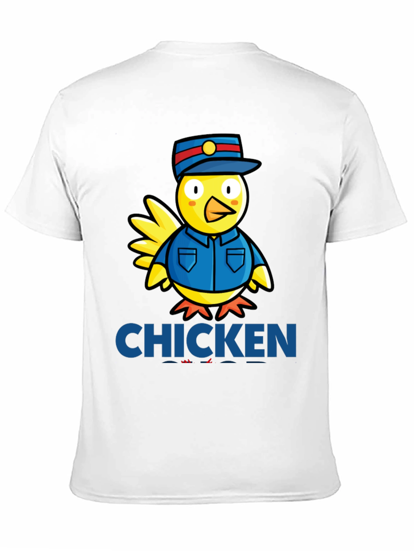 Black Chicken Officer Graphic Tee - Funny Cartoon Bird T-Shirt view 11