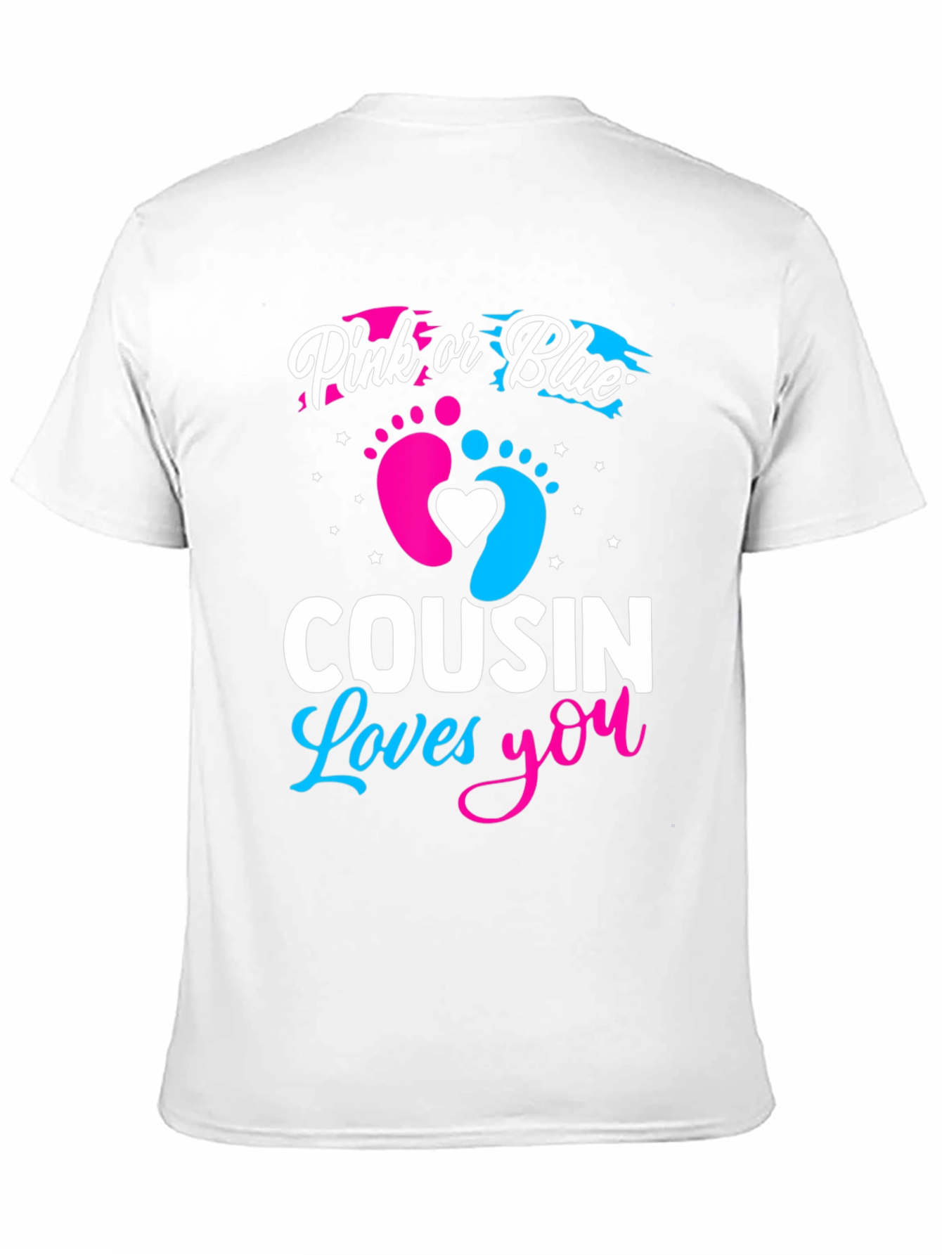 Black Pink or Blue Cousin Loves You Gender Reveal T-Shirt view 11