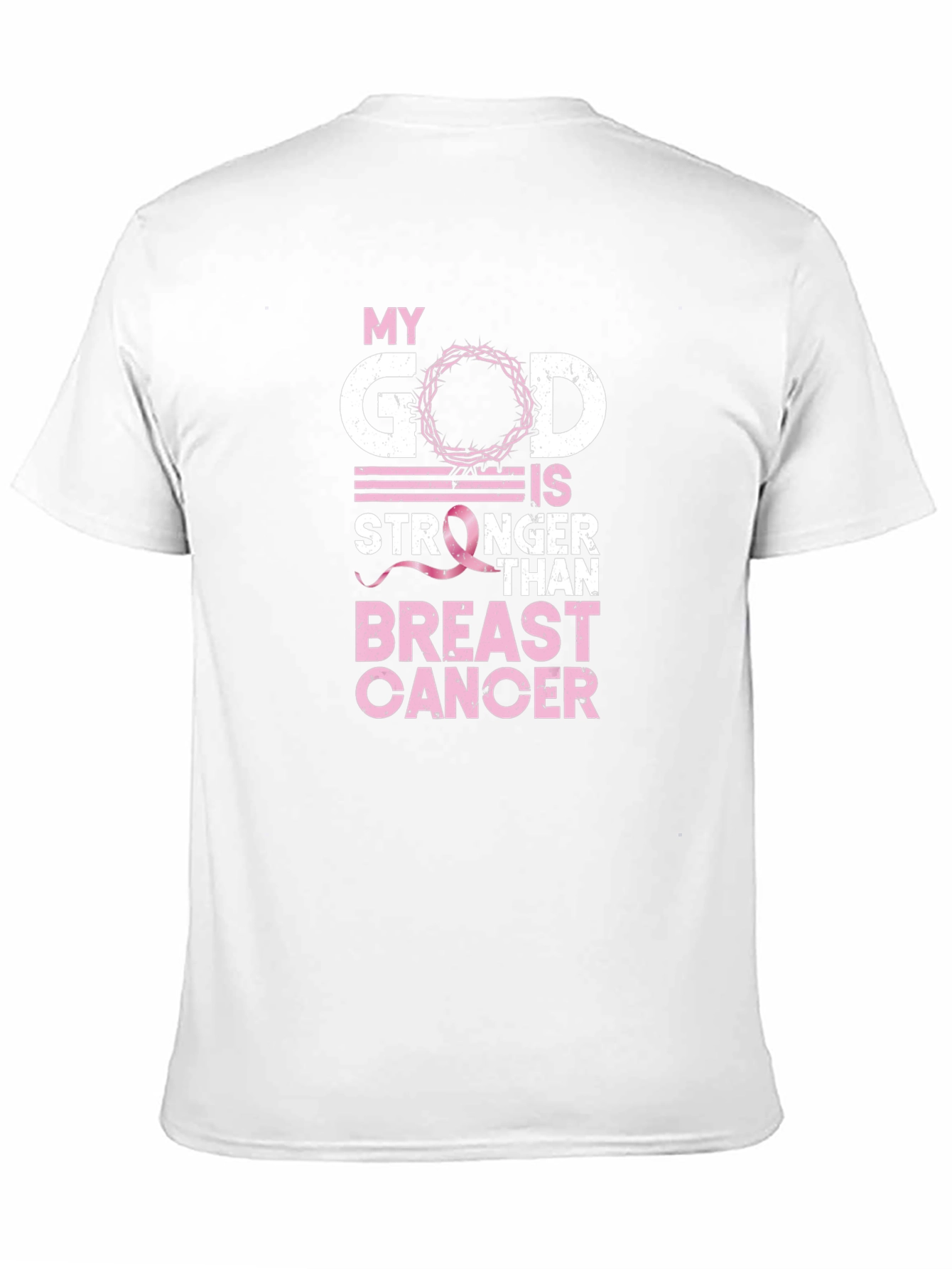 Black My God is Stronger Than Breast Cancer Awareness T-Shirt view 11