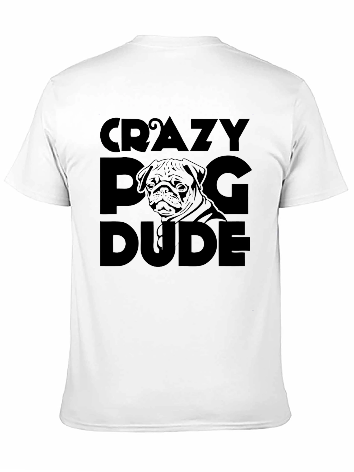 Black Crazy Pug Dude Black Graphic Tee view 11