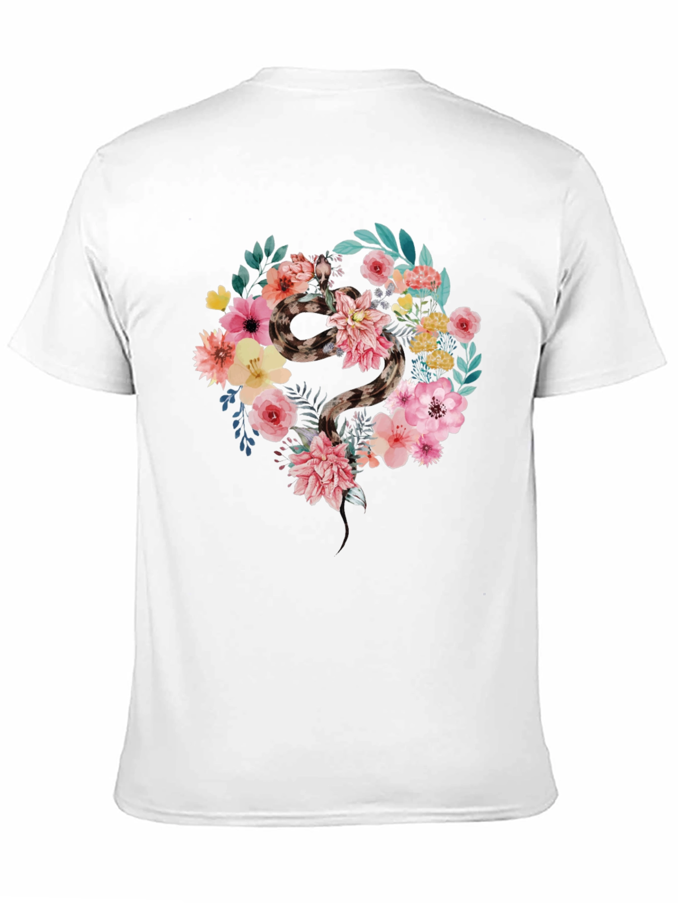 Black Floral Snake Graphic Tee - Unisex Cotton Blend Shirt view 11