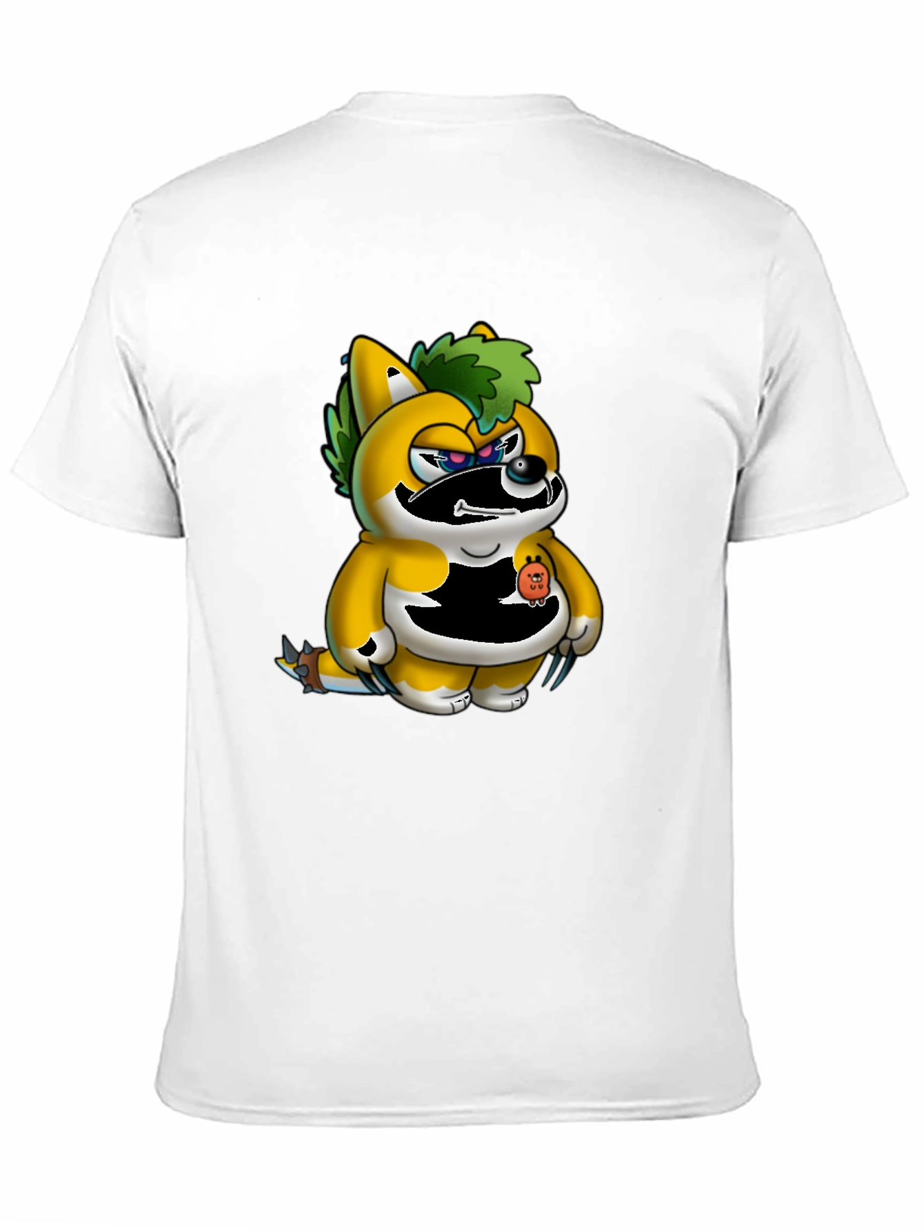 Black Men's Black T-Shirt with Unique Cartoon Print view 11