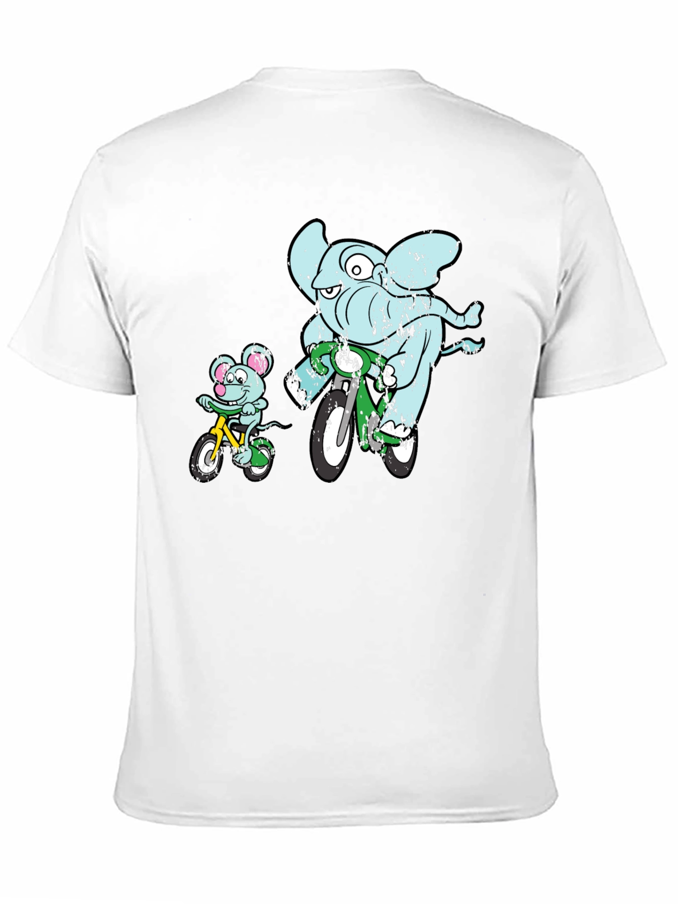 Black Elephant and Mouse Bicycle Ride T-Shirt - Black view 11