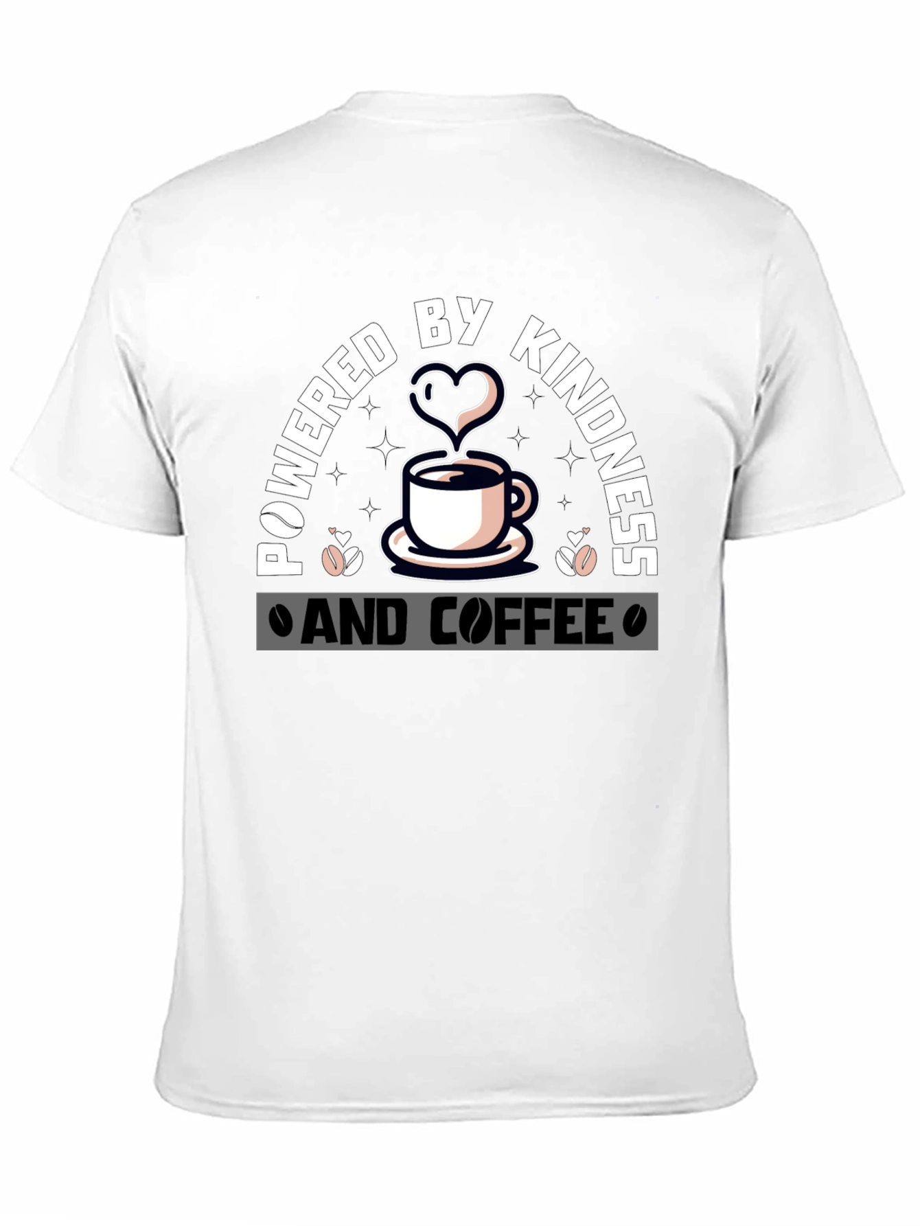 Black Powered By Kindness and Coffee Graphic Tee view 11