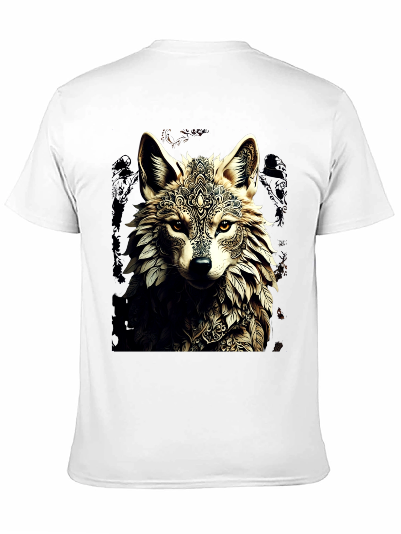 Black Wolf Mandala Graphic Tee - Stylish Black T-Shirt view 11