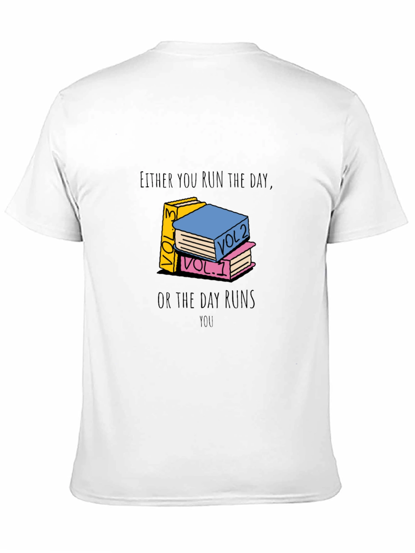 Black Motivational Book Stack Graphic Tee - Run The Day view 11
