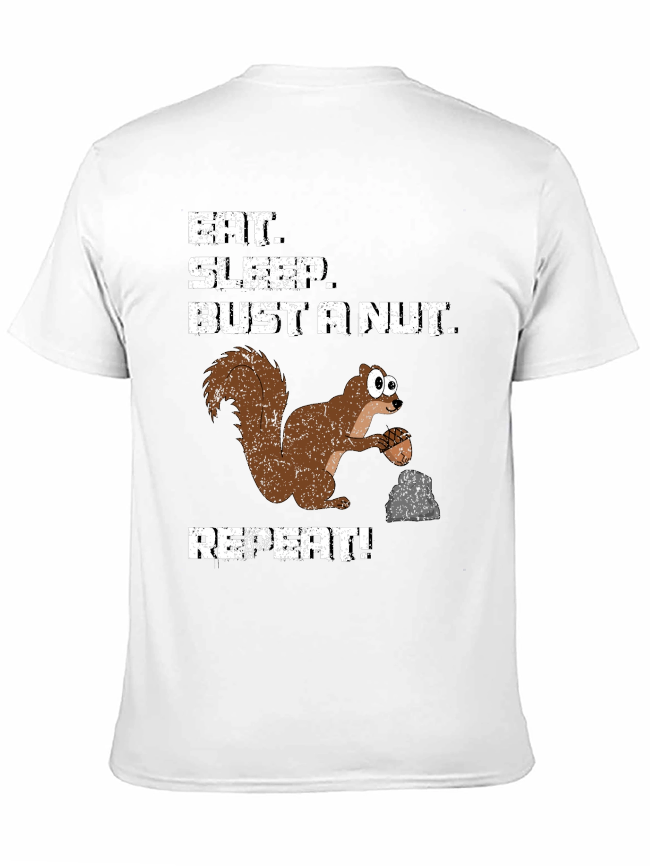 Black Eat Sleep Bust a Nut Squirrel T-Shirt Funny Humor Tee view 11