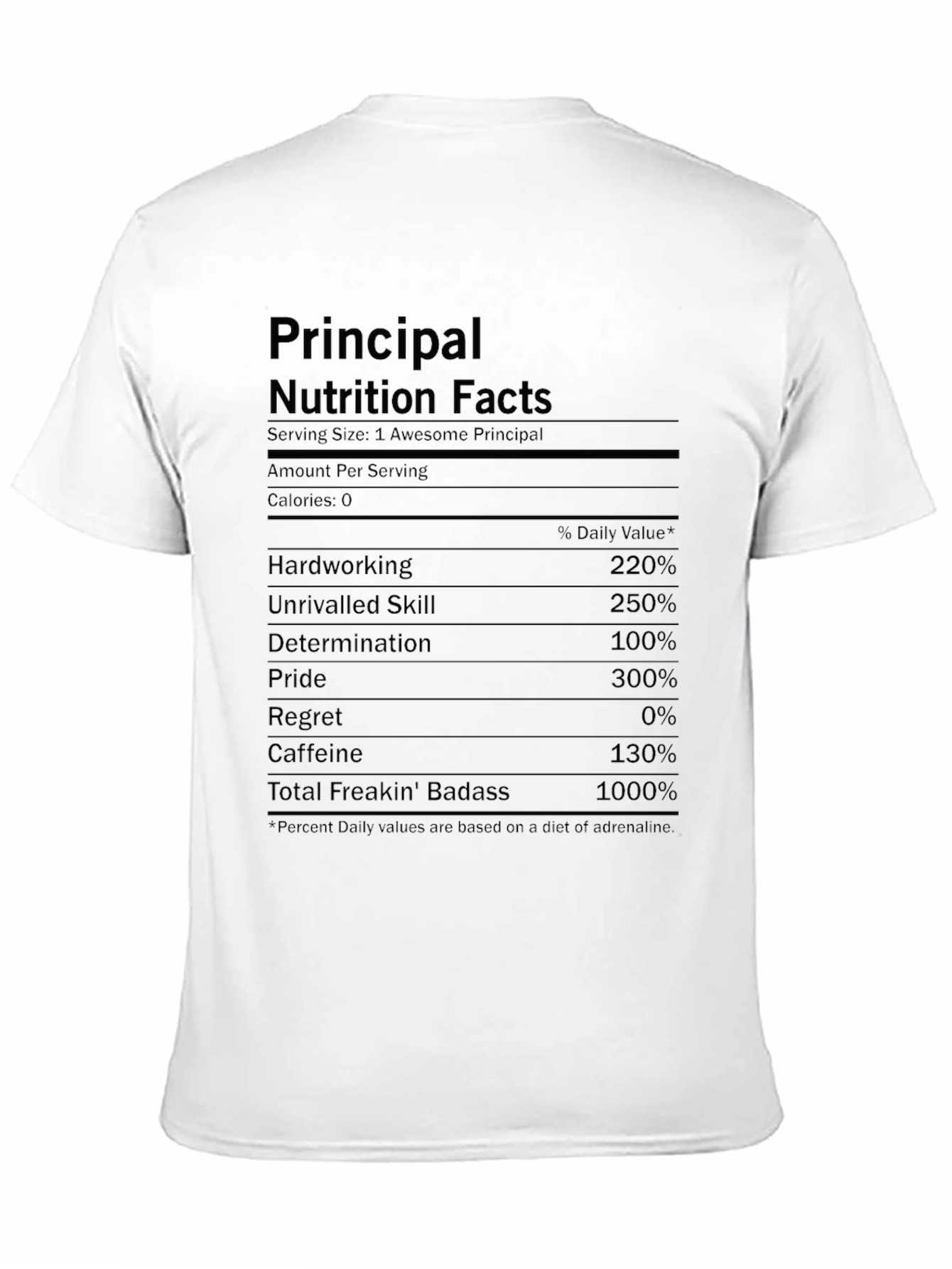 Black Principal Nutrition Facts Funny T-Shirt view 11