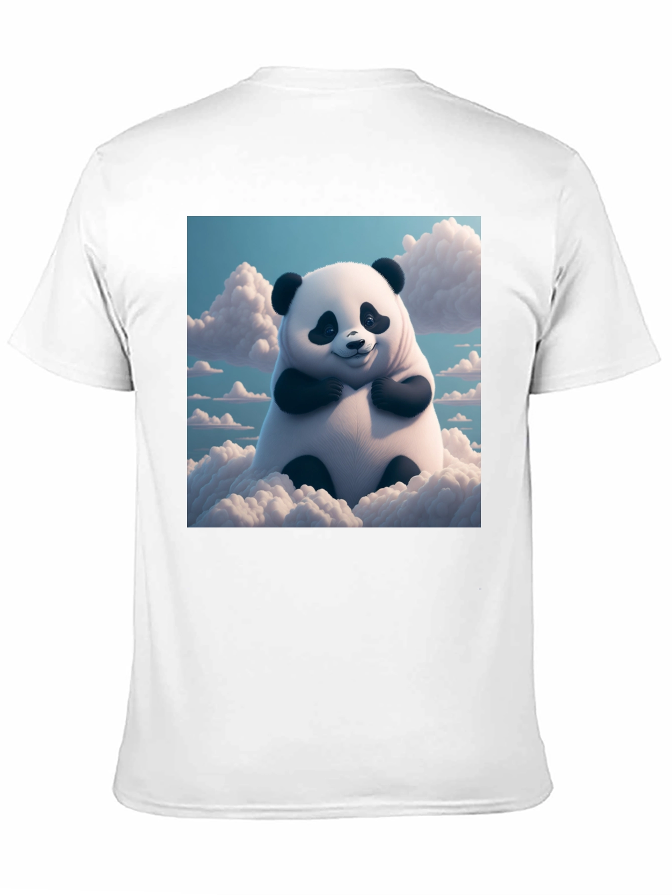 Black Cute Panda in Clouds Graphic Tee - Black Cotton T-Shirt view 11