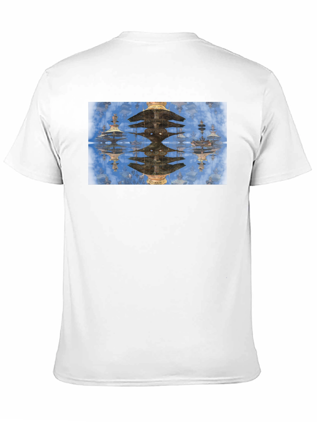 Black Reflective Pagoda Graphic Tee - Black Cotton Blend view 11