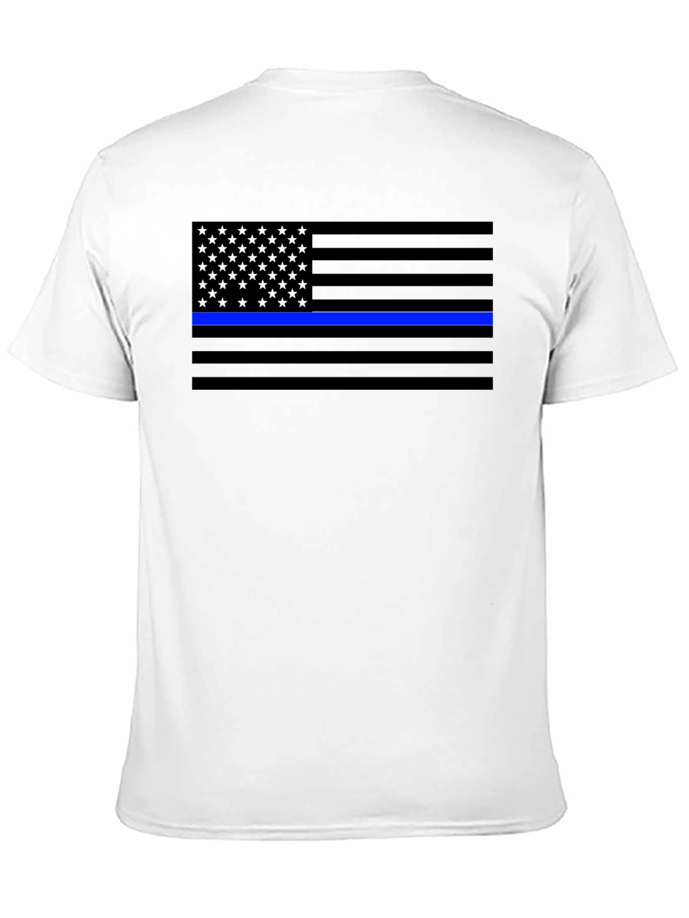 Black Blue Line Flag T-Shirt - Support Law Enforcement view 11