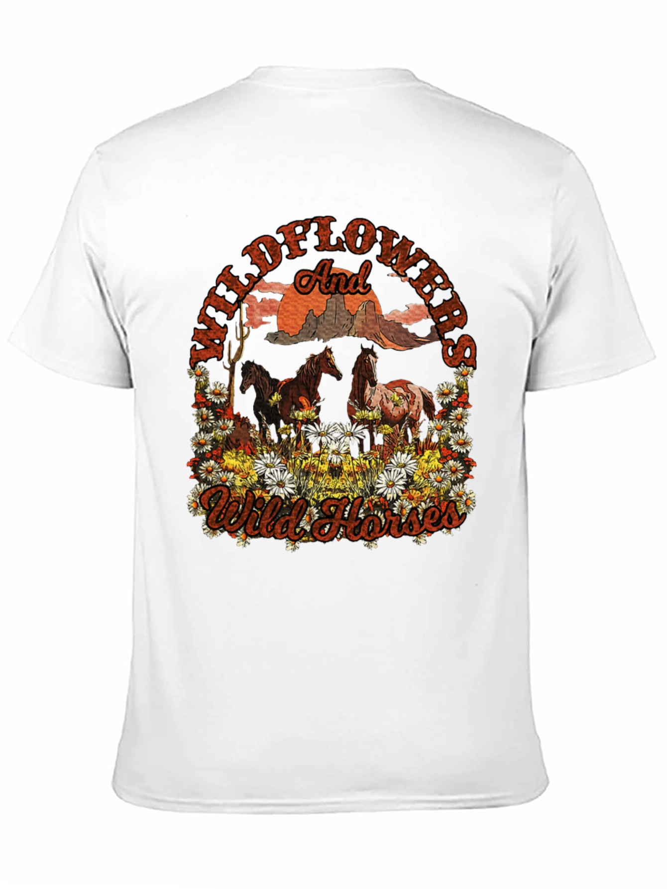 Black Wildflowers and Wild Horses Graphic Tee view 11