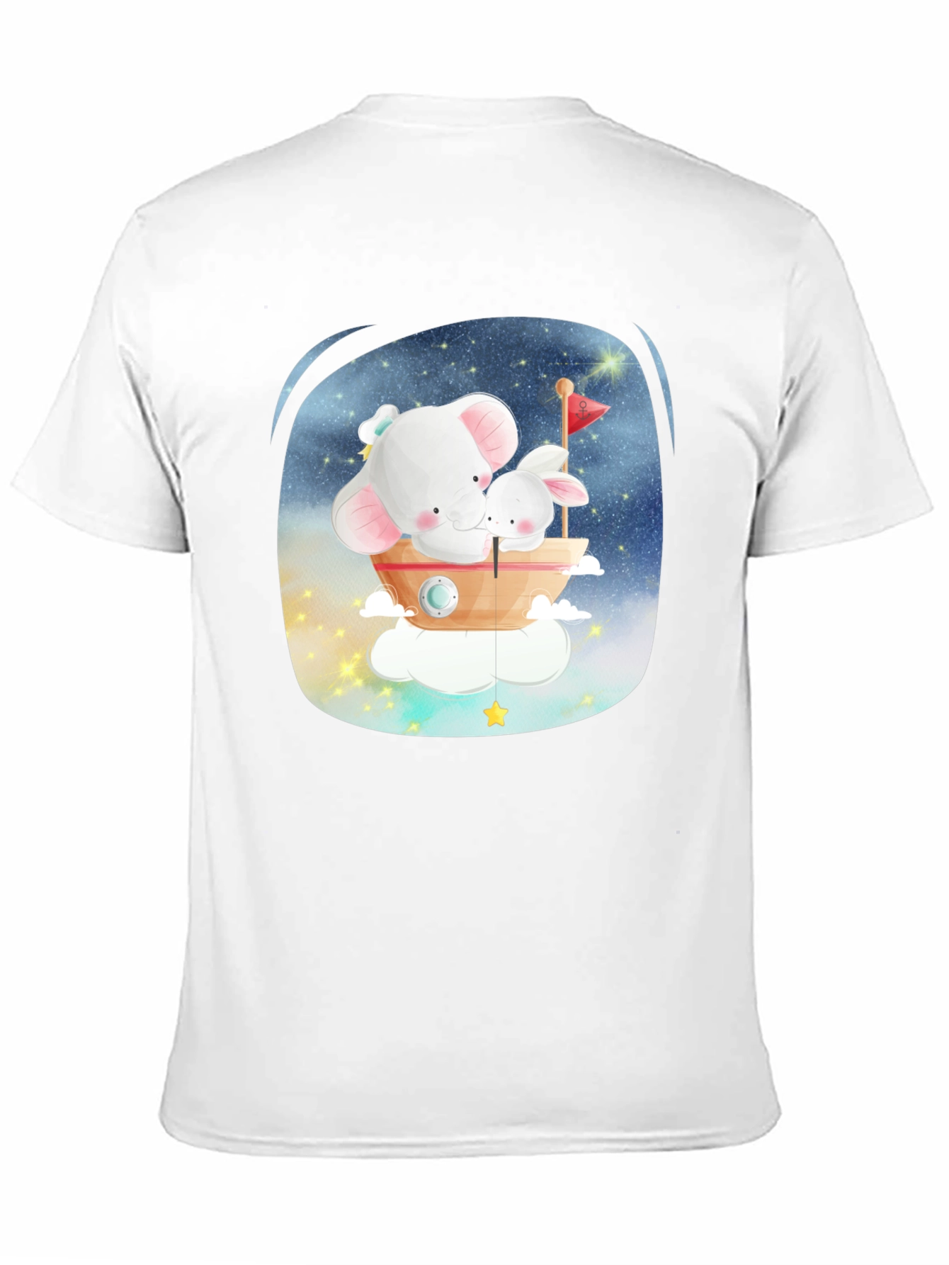 Black Cute Elephant & Bunny T-Shirt - Dreamy Design view 11