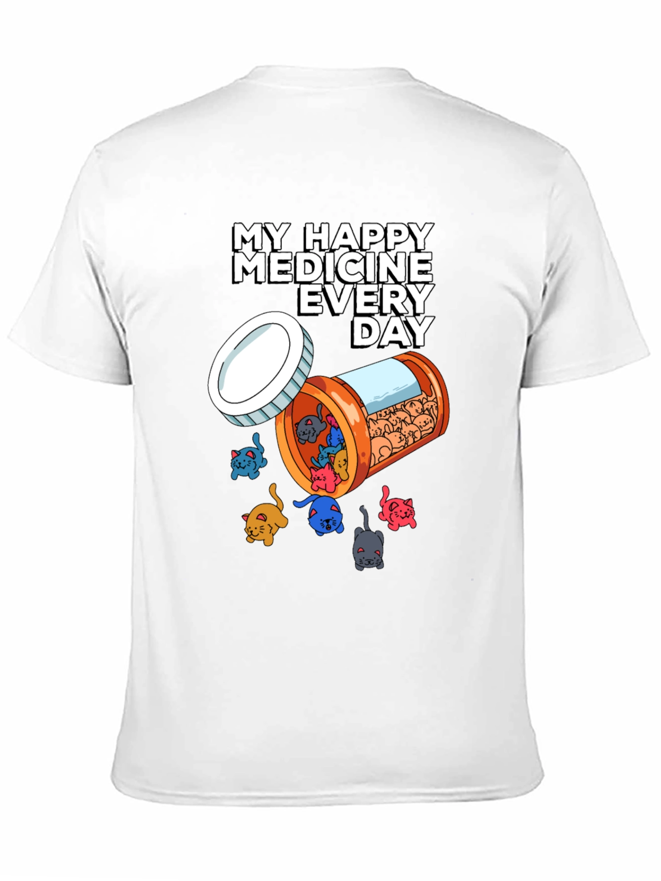 Black My Happy Medicine Cat Lover T-Shirt view 11