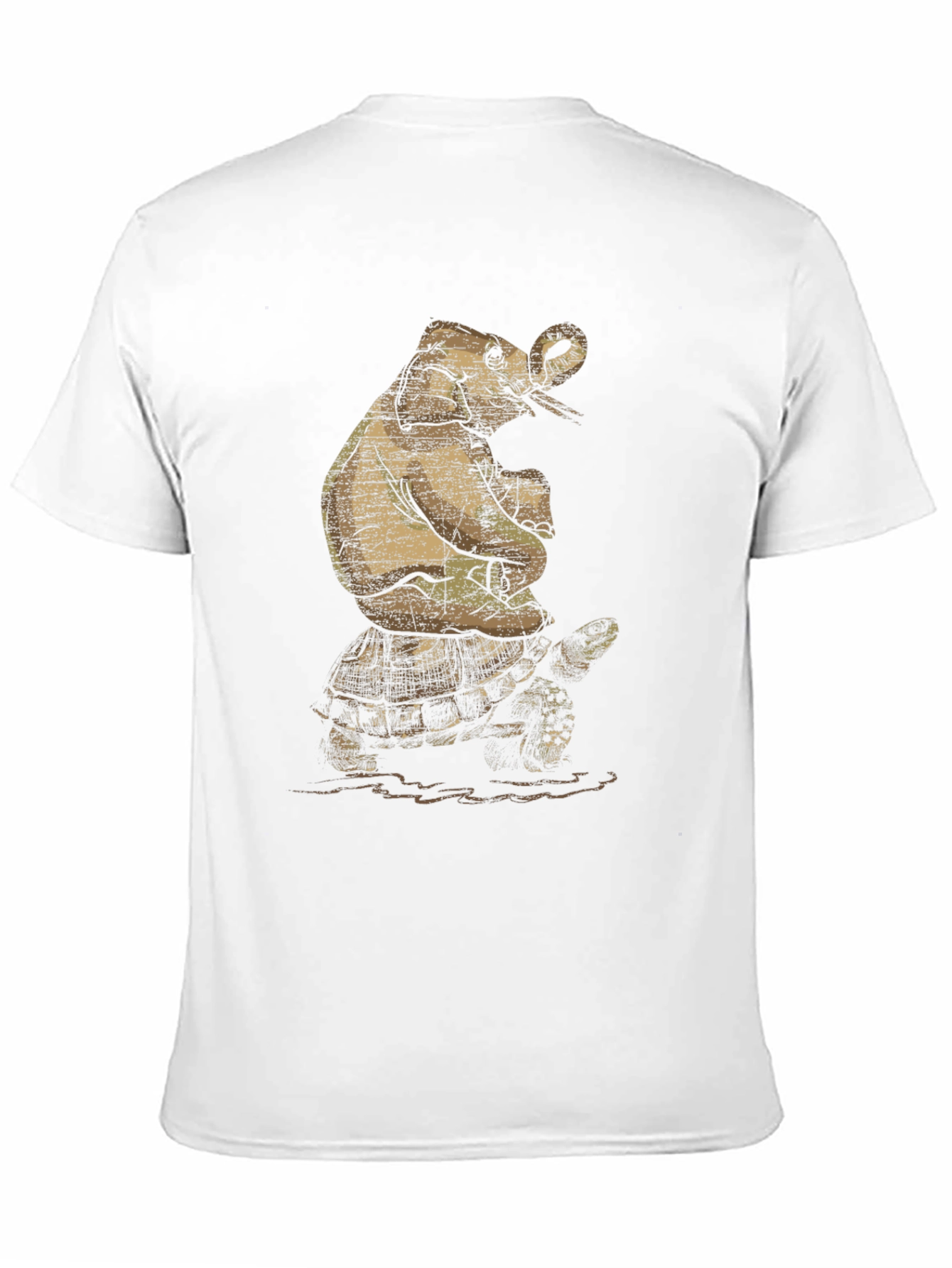 Black Elephant Riding Turtle Graphic T-Shirt view 11