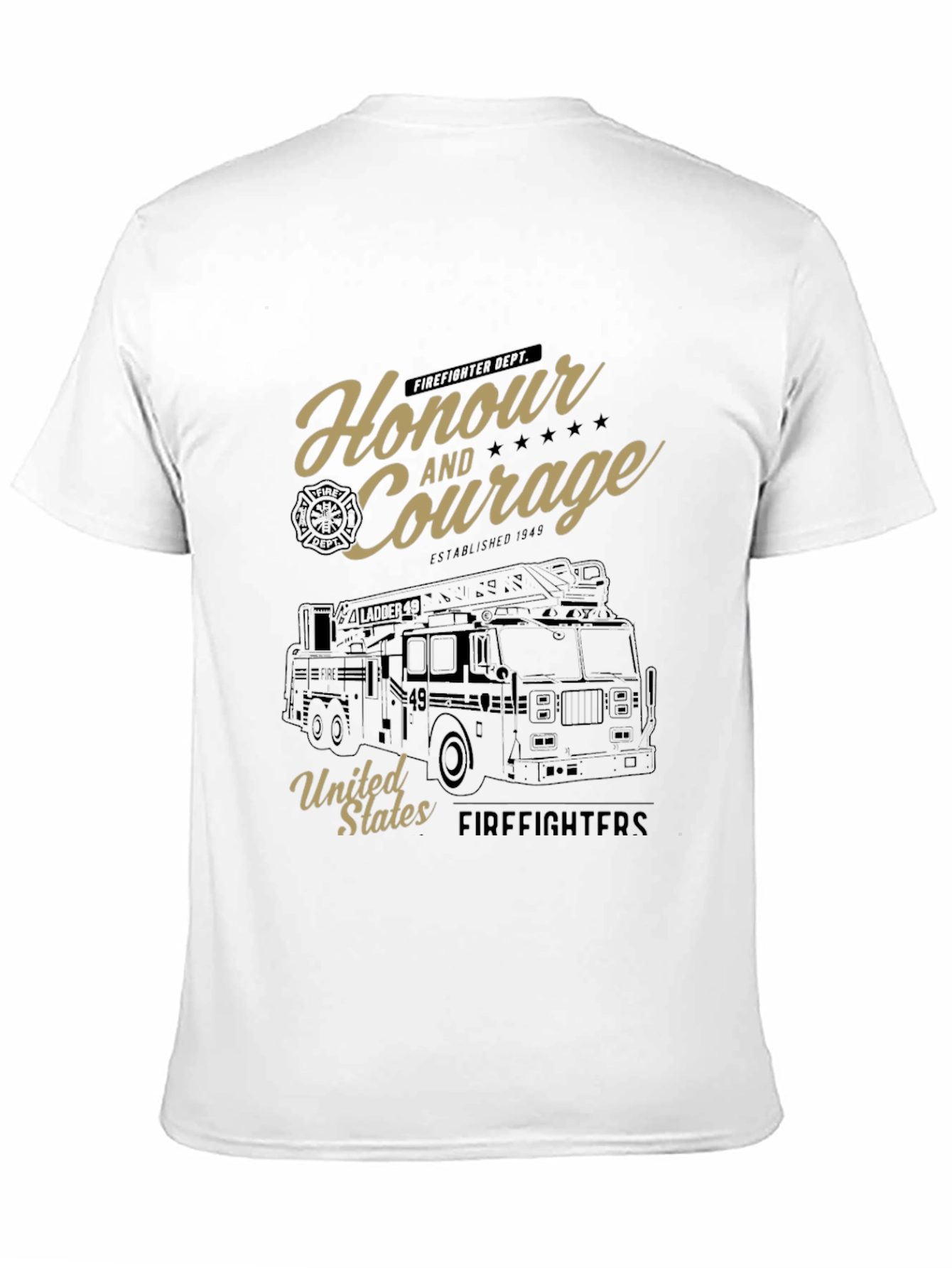 Black Honour and Courage Firefighter T-Shirt view 11