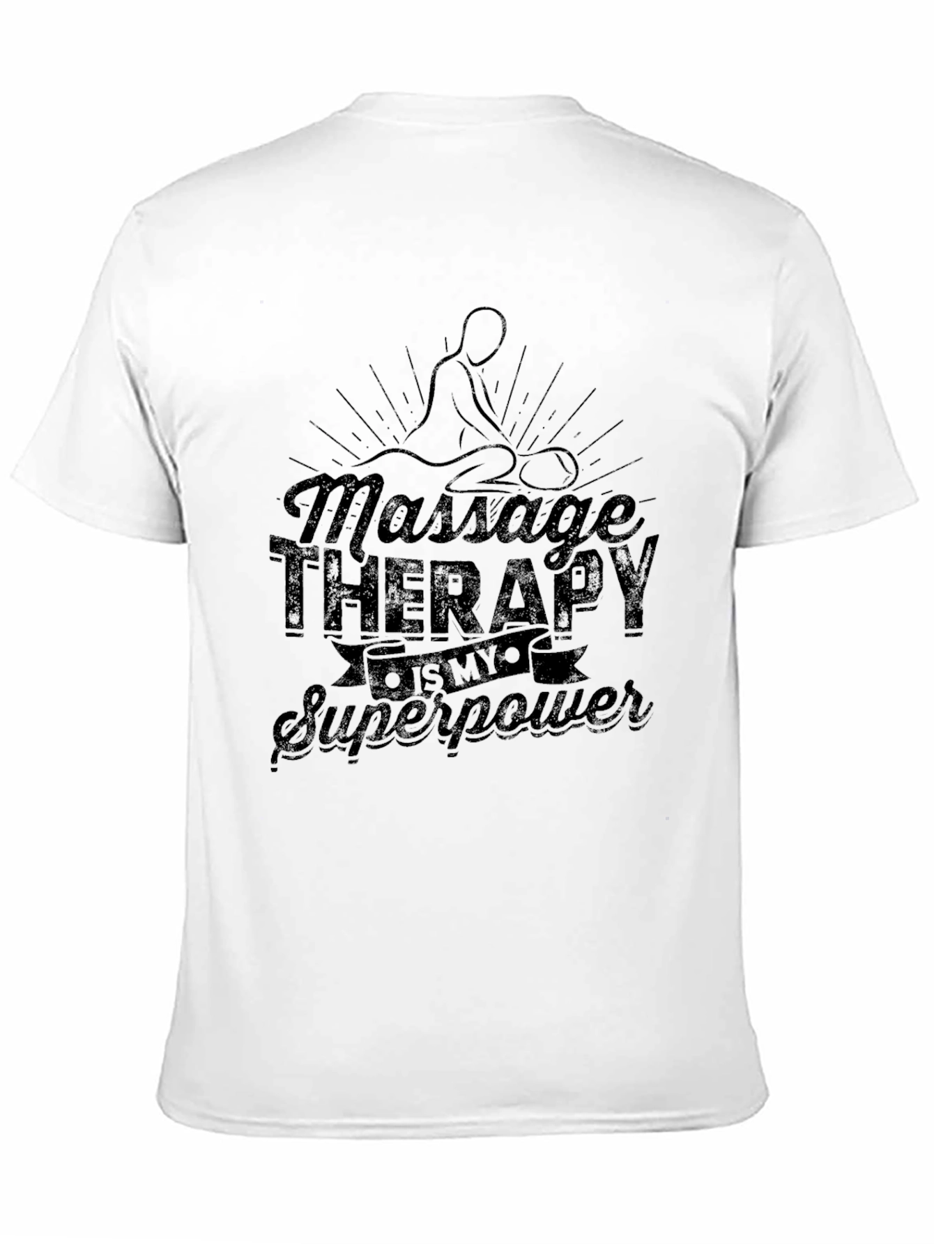 Black Massage Therapy Superpower T-Shirt - Black Graphic Tee view 11