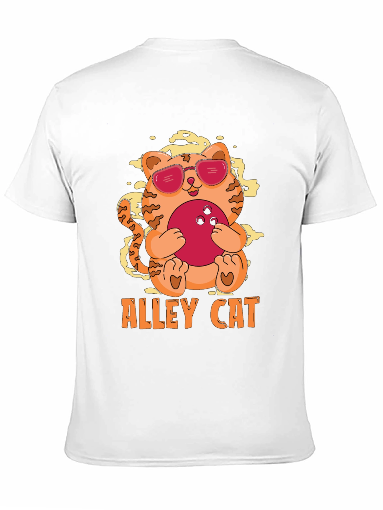 Black Alley Cat Bowling T-Shirt - Cool Kitten Design view 11