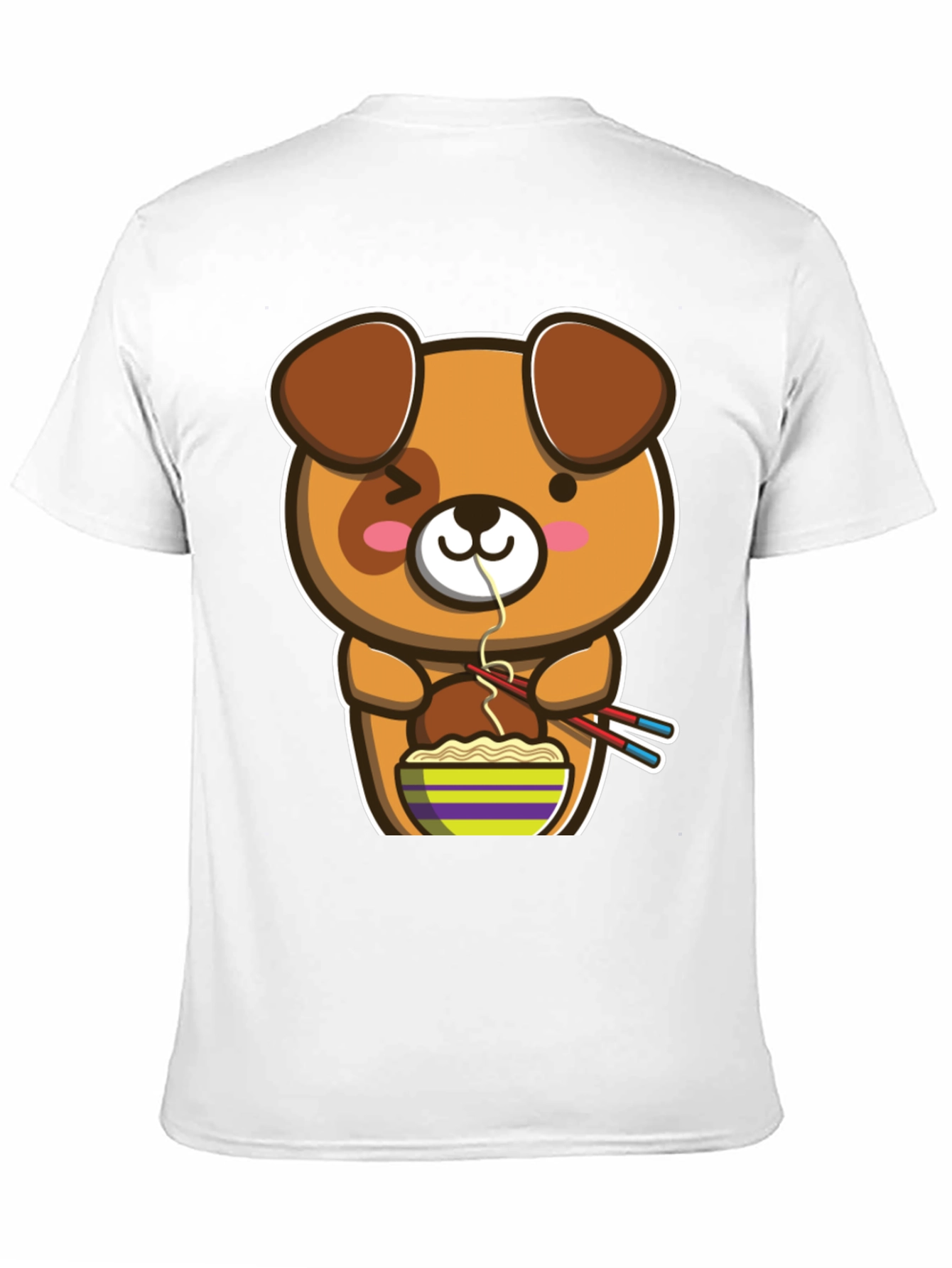 Black Cute Cartoon Dog Ramen T-Shirt view 11