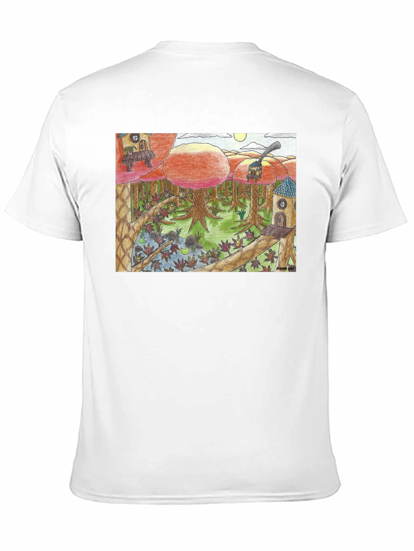 Black Whimsical Forest T-Shirt - Unique Graphic Tee view 11