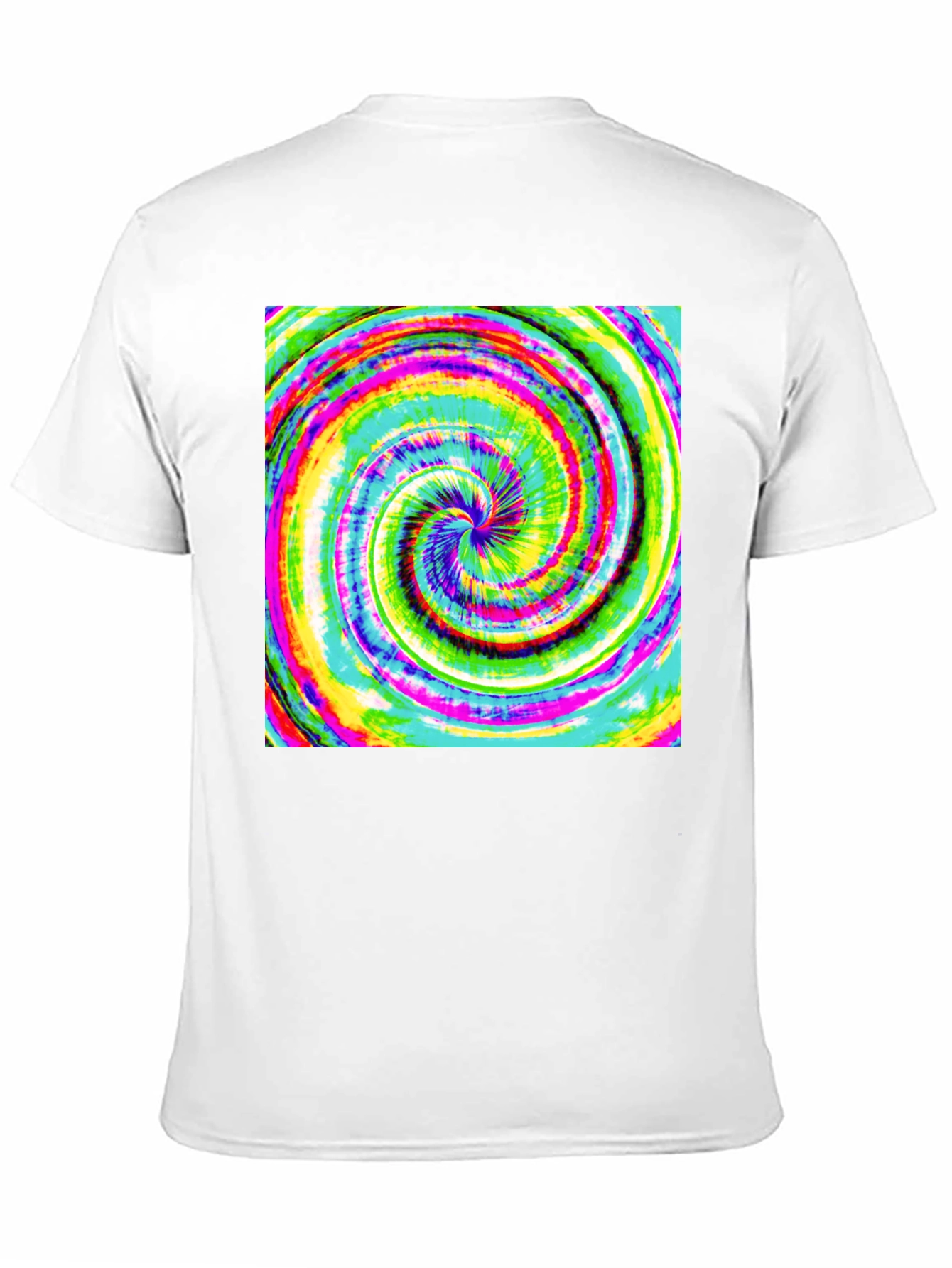 Black Psychedelic Swirl Tee - Vivid Rainbow Vortex Design view 11
