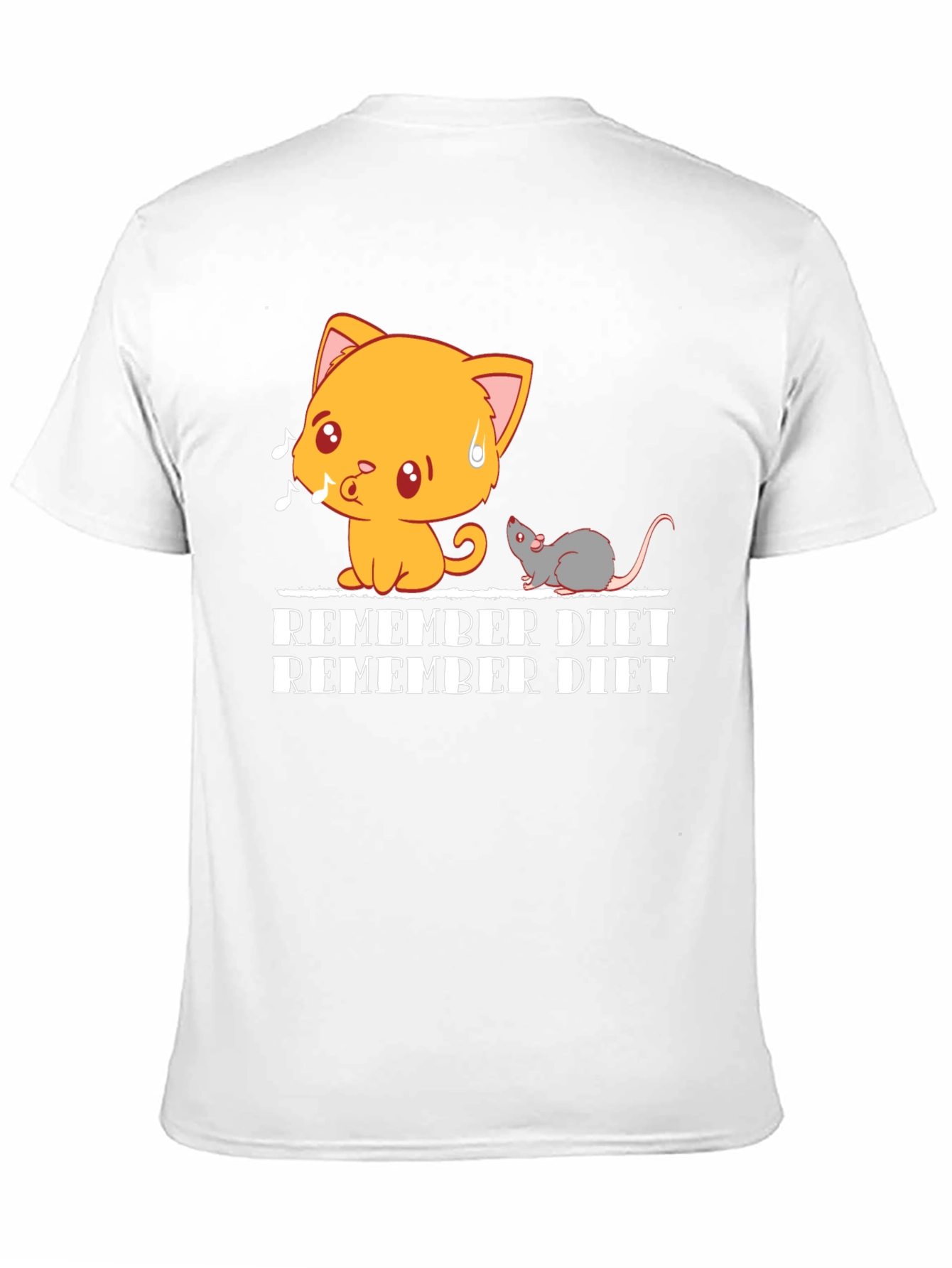 Black Remember Diet T-Shirt - Cute Cat & Mouse Design view 11