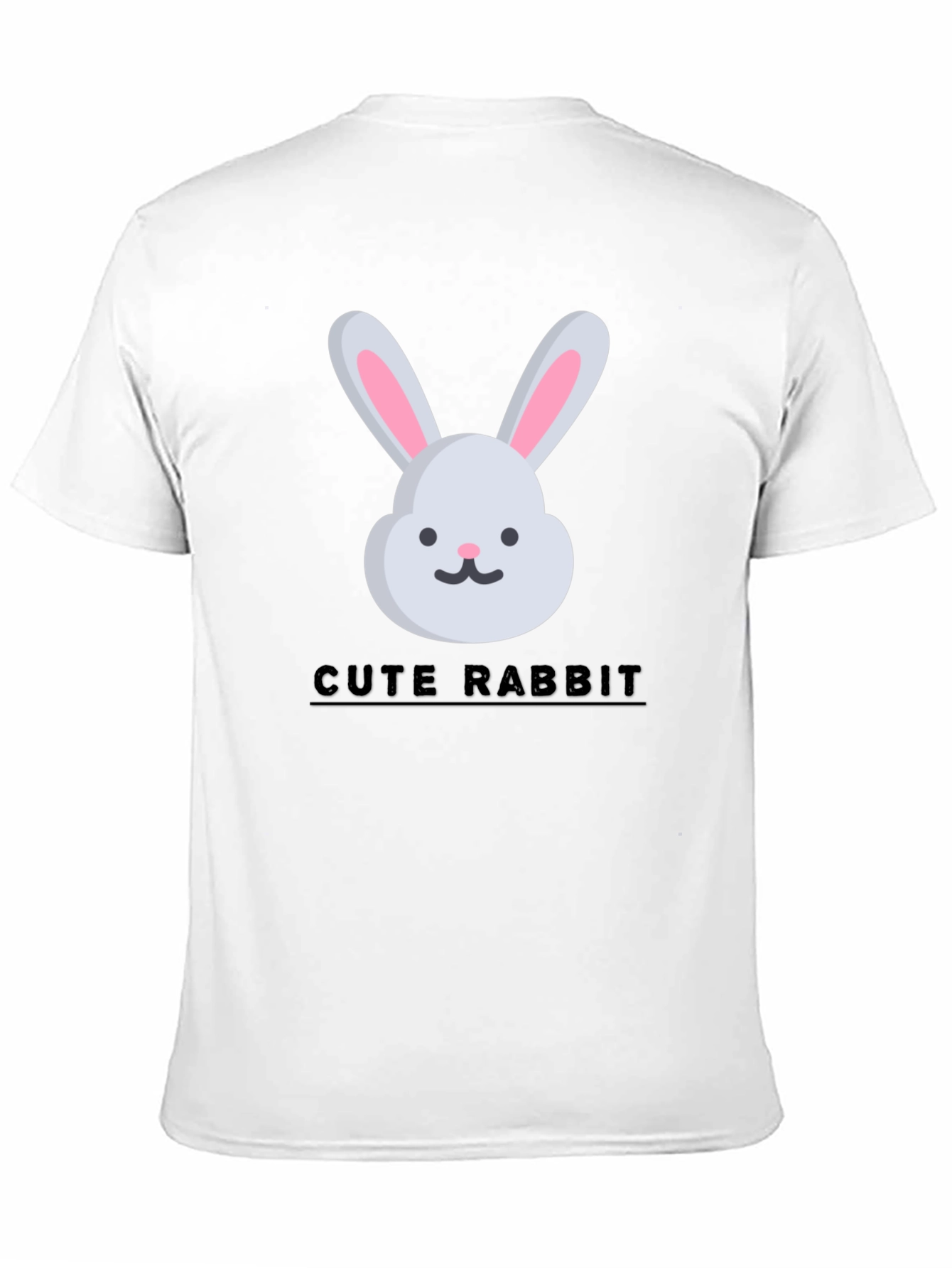 Black Cute Rabbit Graphic Tee - Trendy Unisex T-Shirt view 11