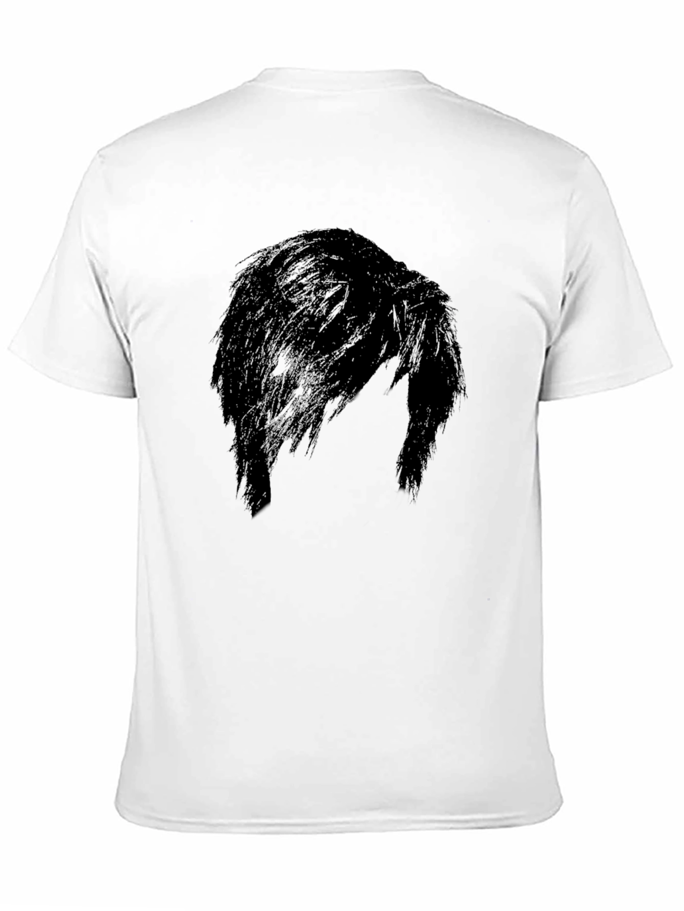 Black Men's Black Graphic Tee - Mysterious Hair Silhouette Design view 11