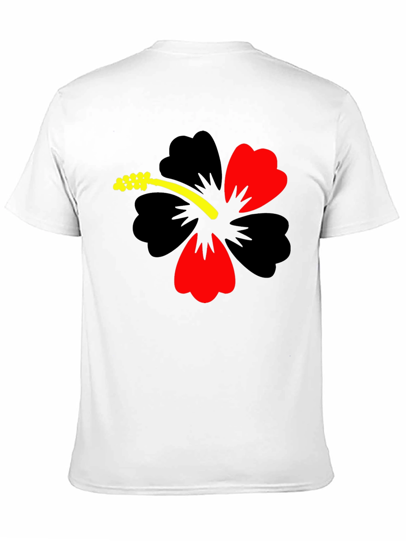 Black Hibiscus Flower Graphic Tee - Casual Black T-Shirt view 11