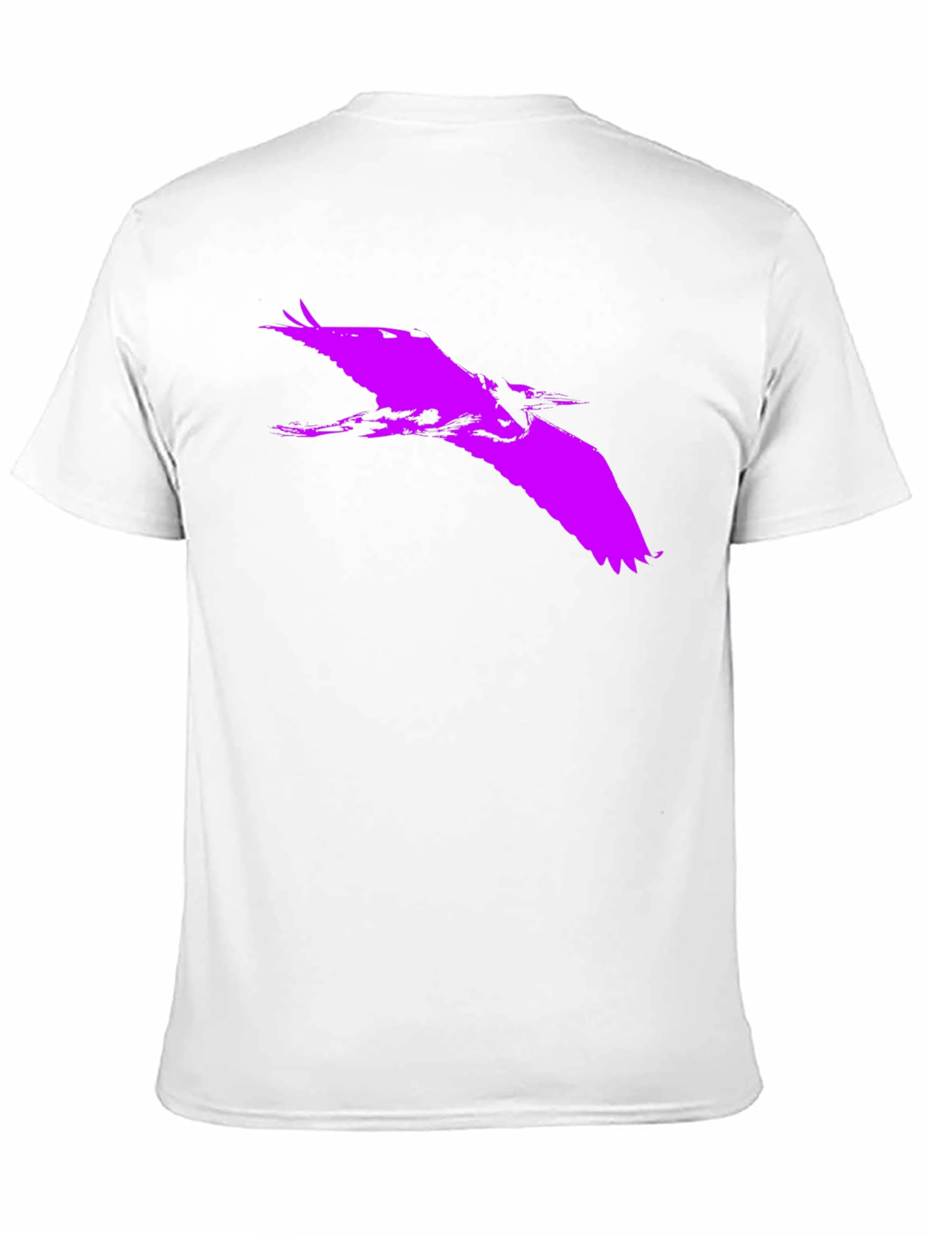 Black Bold Purple Heron Silhouette on Black Tee view 11