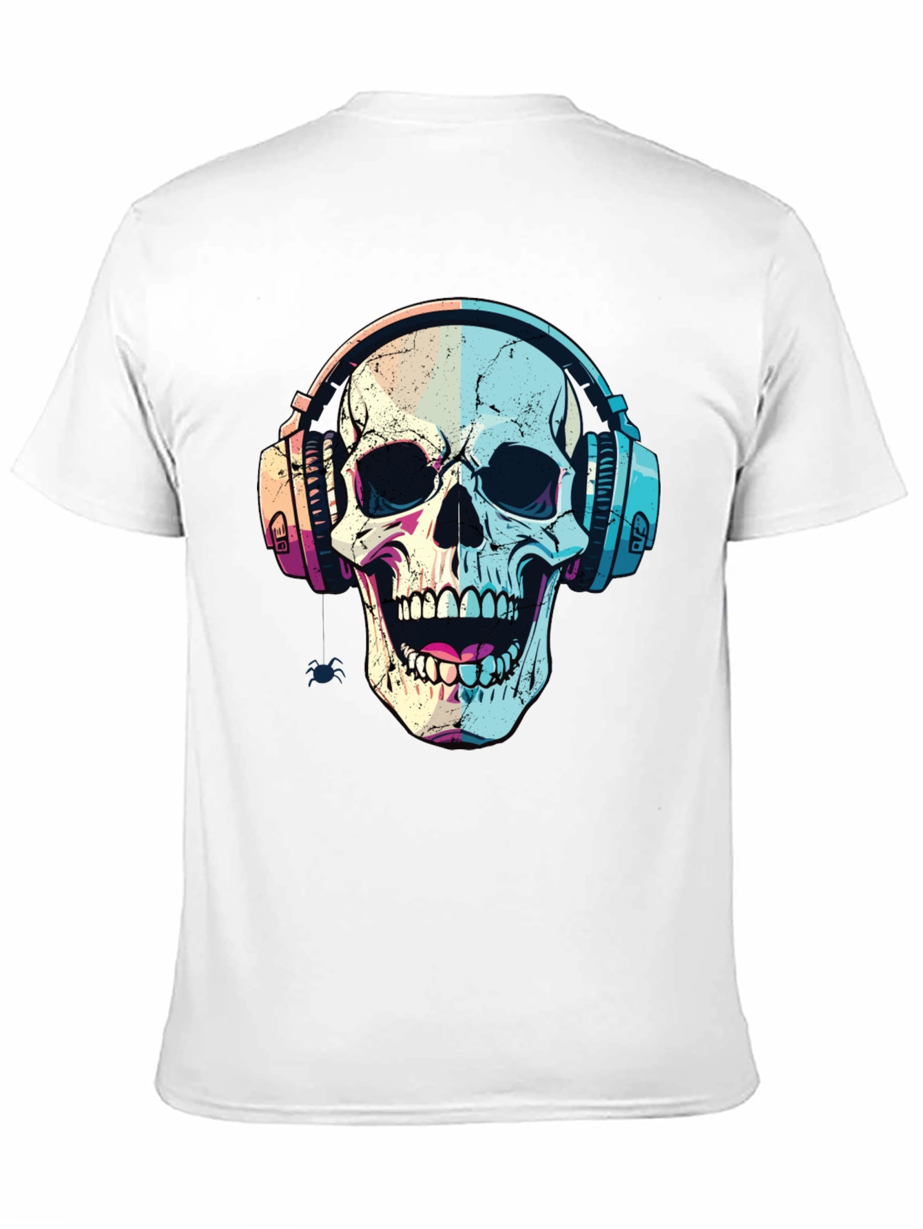 Black Skull with Headphones Graphic Tee - Trendy Music Lover Shirt view 11