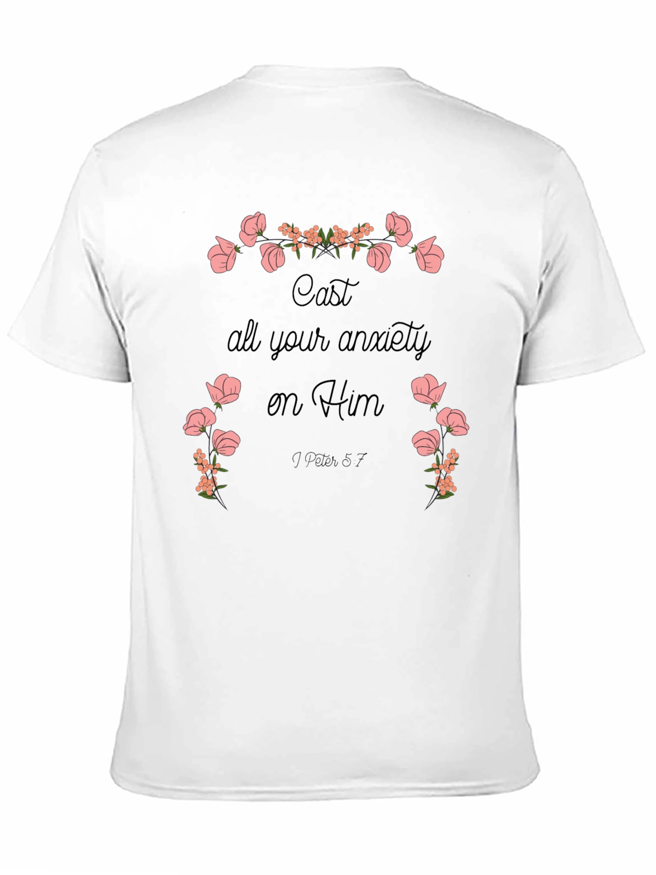 Black Floral Scripture T-Shirt - Cast Your Anxiety view 11