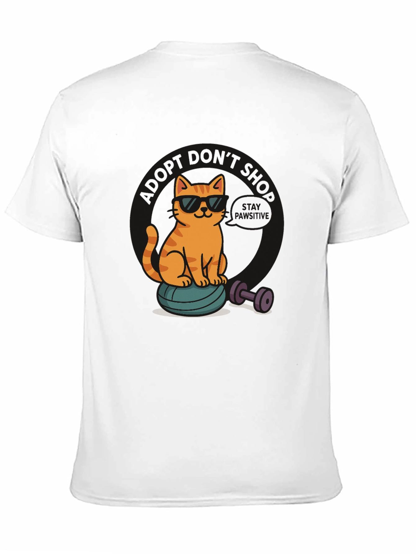 Black Cool Cat Gym T-Shirt - Funny Workout Tee view 11