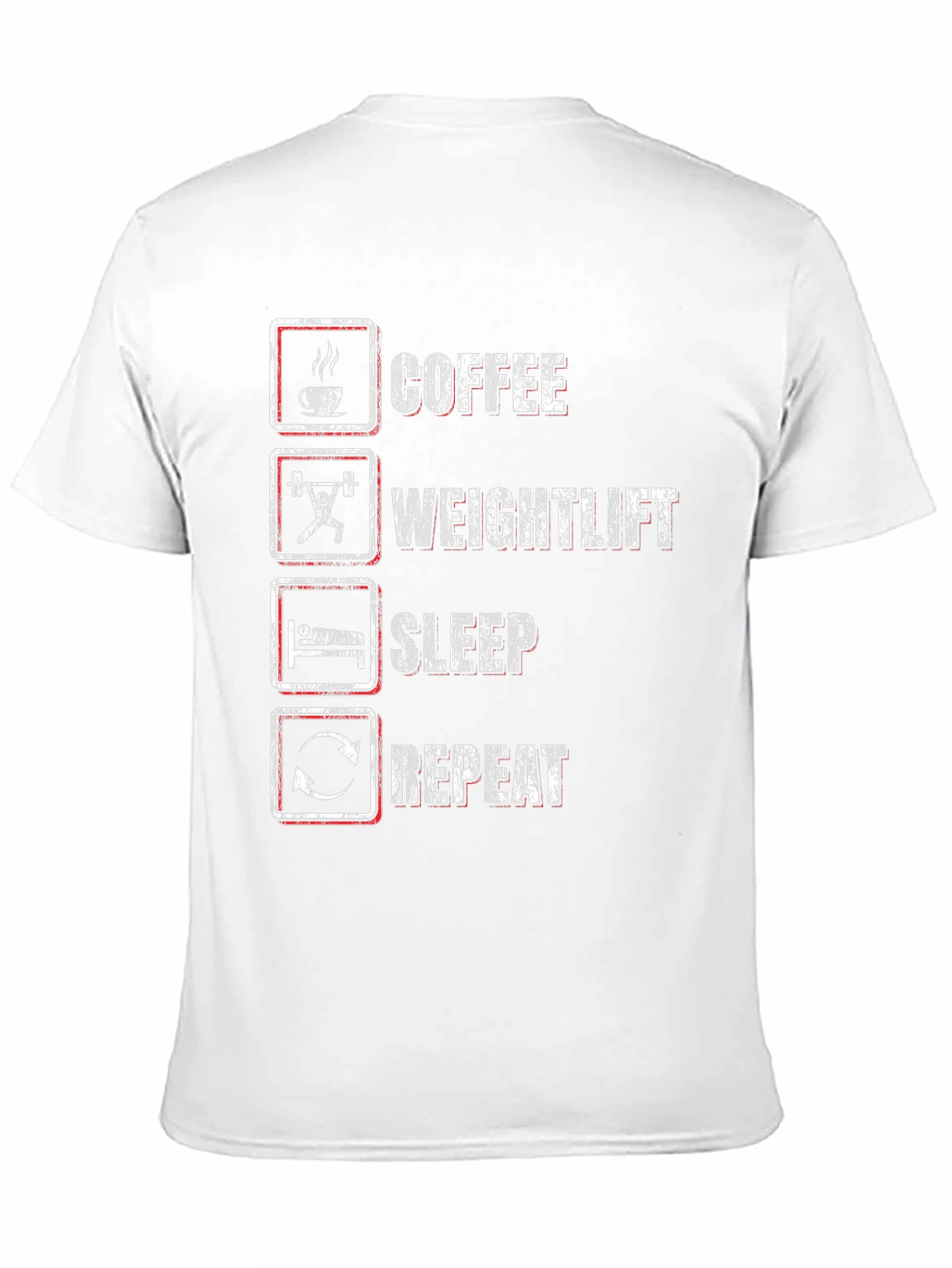 Black Coffee, Weightlift, Sleep, Repeat Black T-Shirt view 11