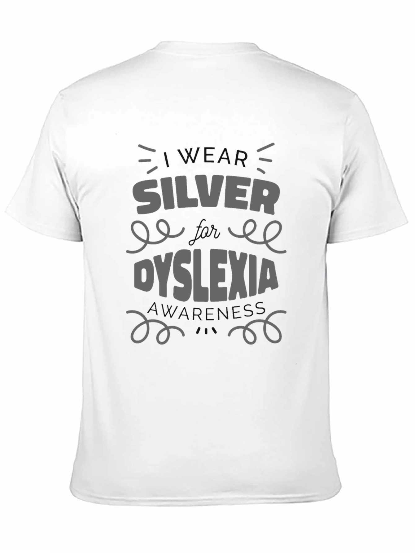 Black Silver and Dyslexia Awareness T-Shirt view 11
