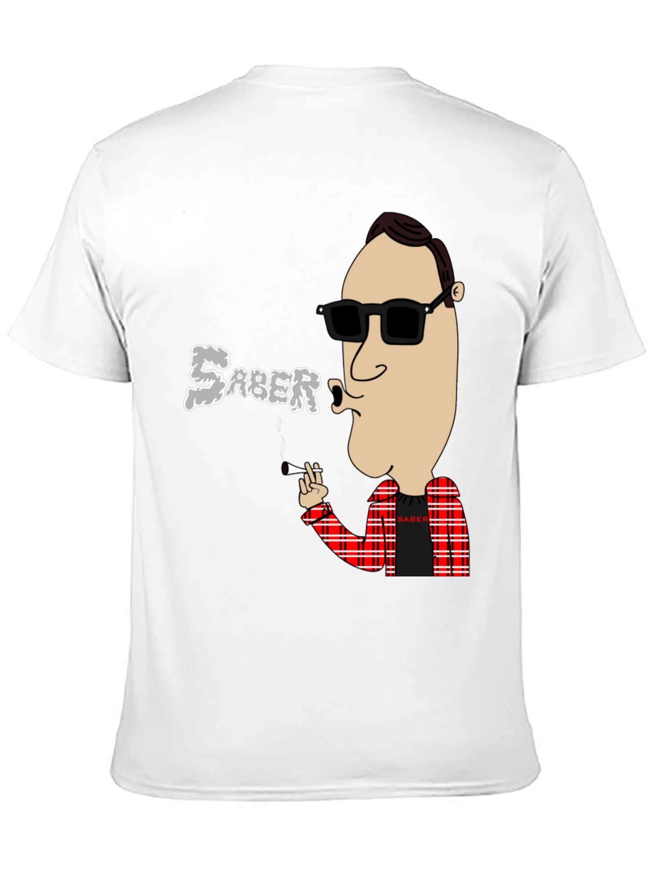Black Saber Smoking Cartoon T-Shirt view 11