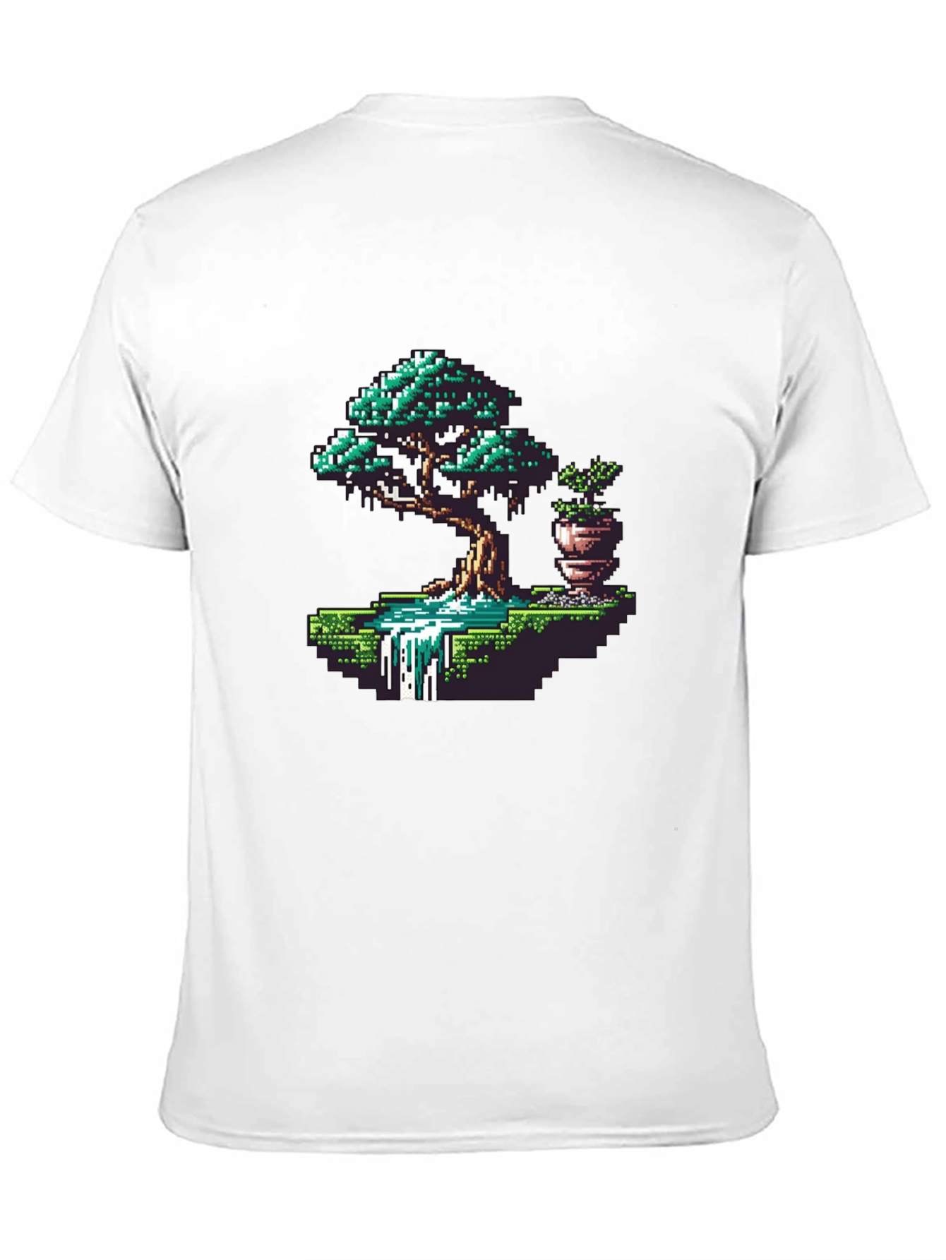 Black Pixel Art Bonsai Tree Graphic Tee view 11