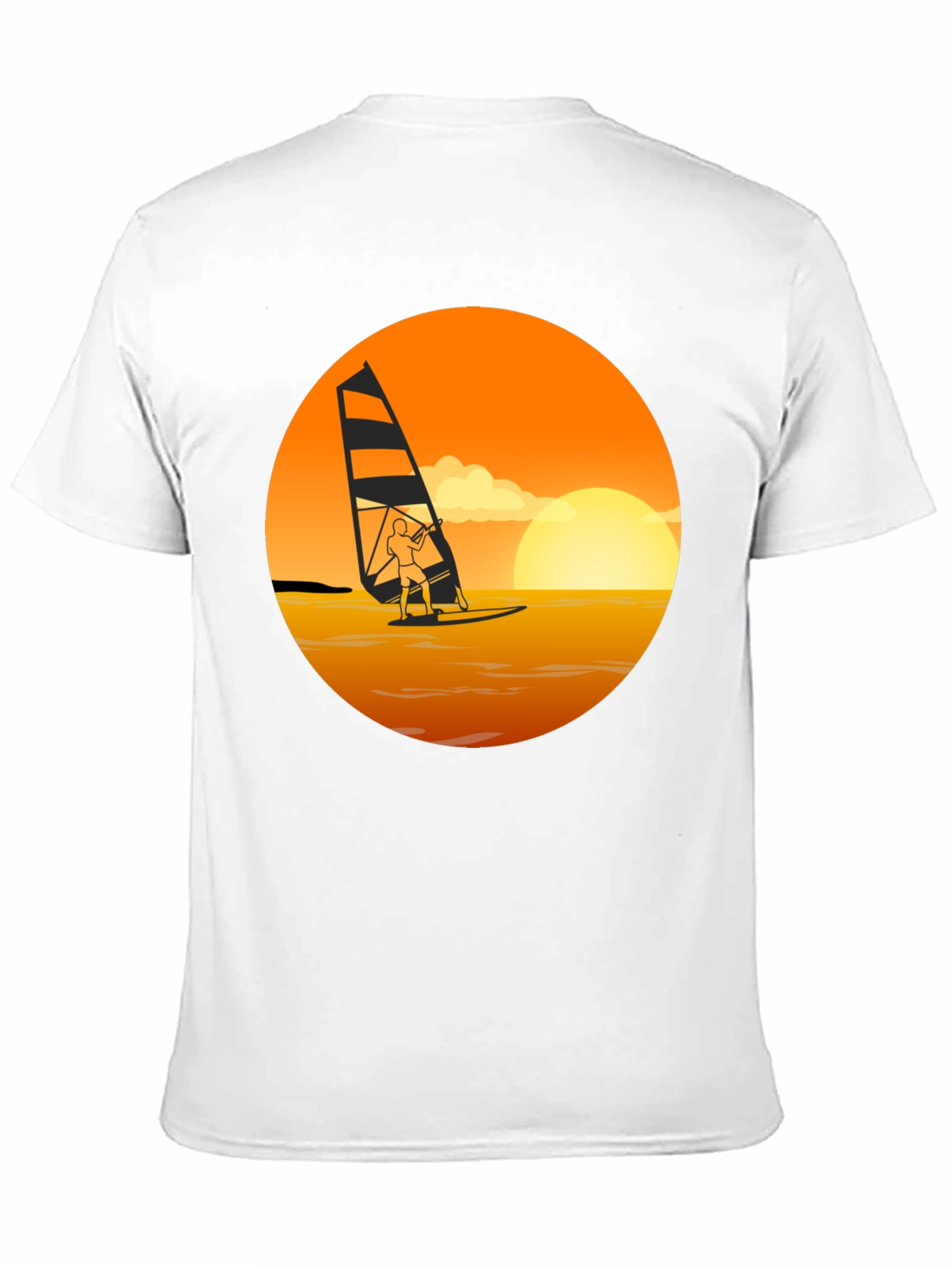 Black Windsurfing Sunset Graphic Tee - Black Cotton T-Shirt view 11
