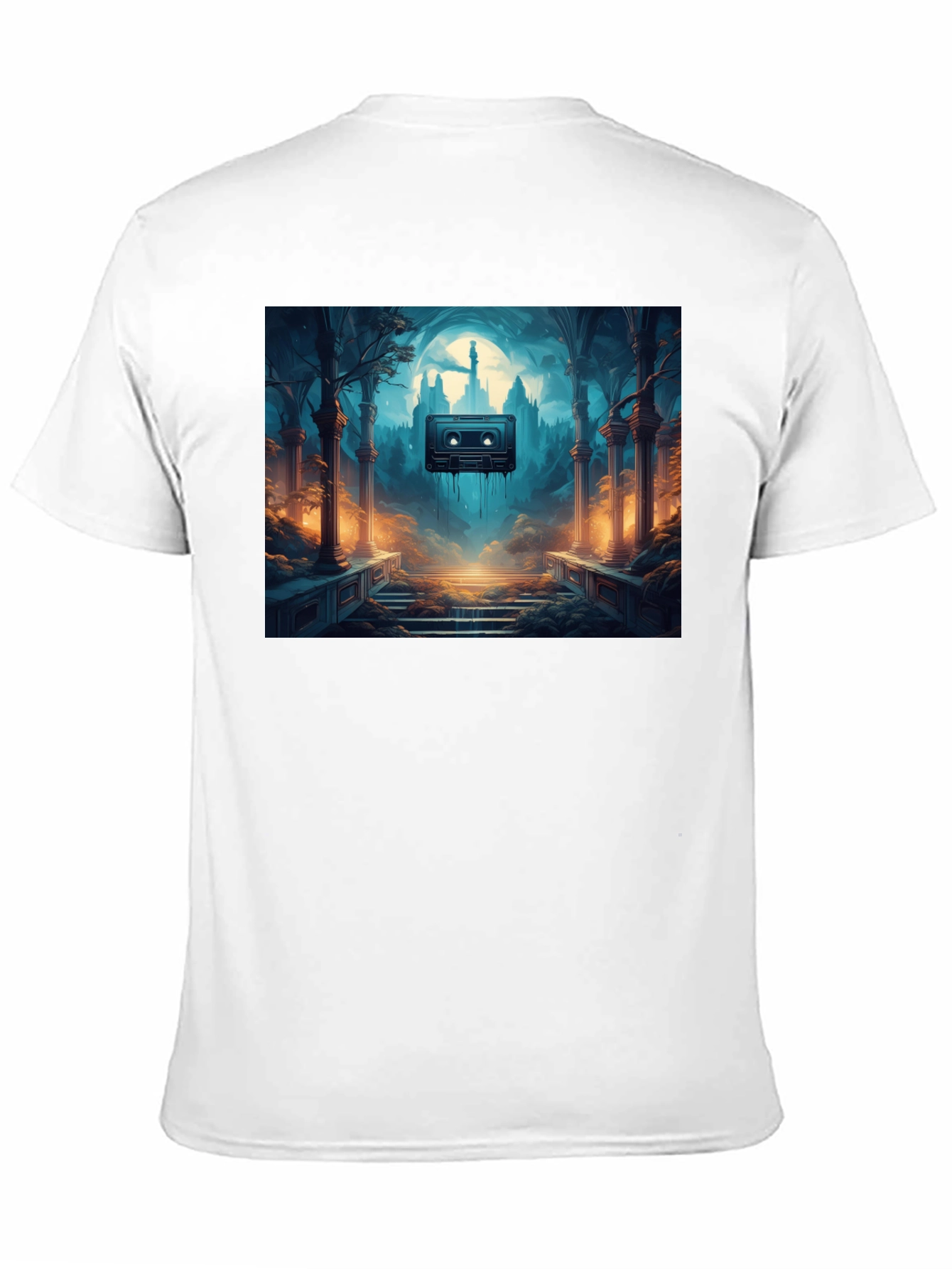 Black Melting Cassette Tape Graphic Black T-Shirt view 11