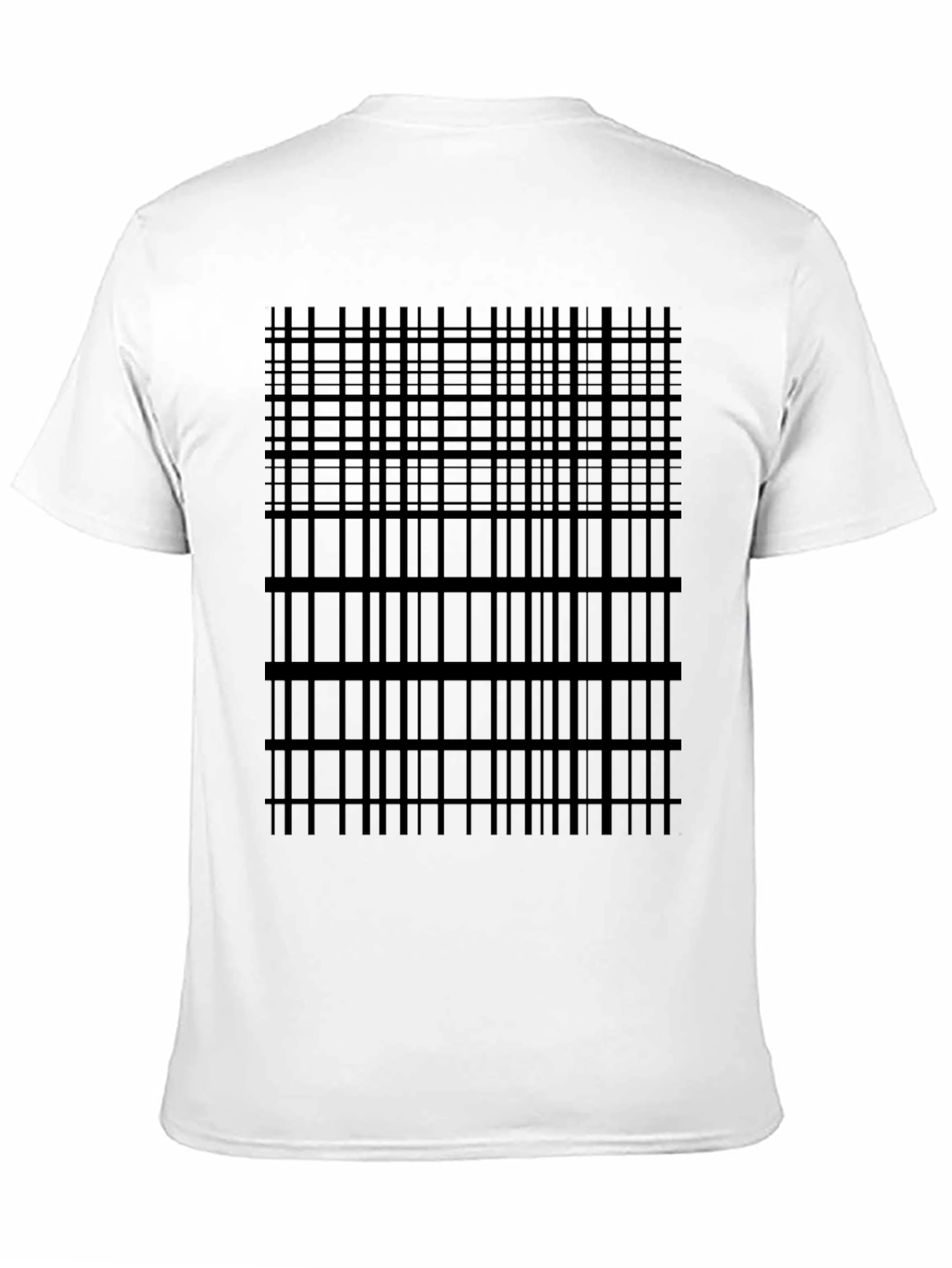 Black Geometric Grid Tee - Modern Black T-Shirt view 11